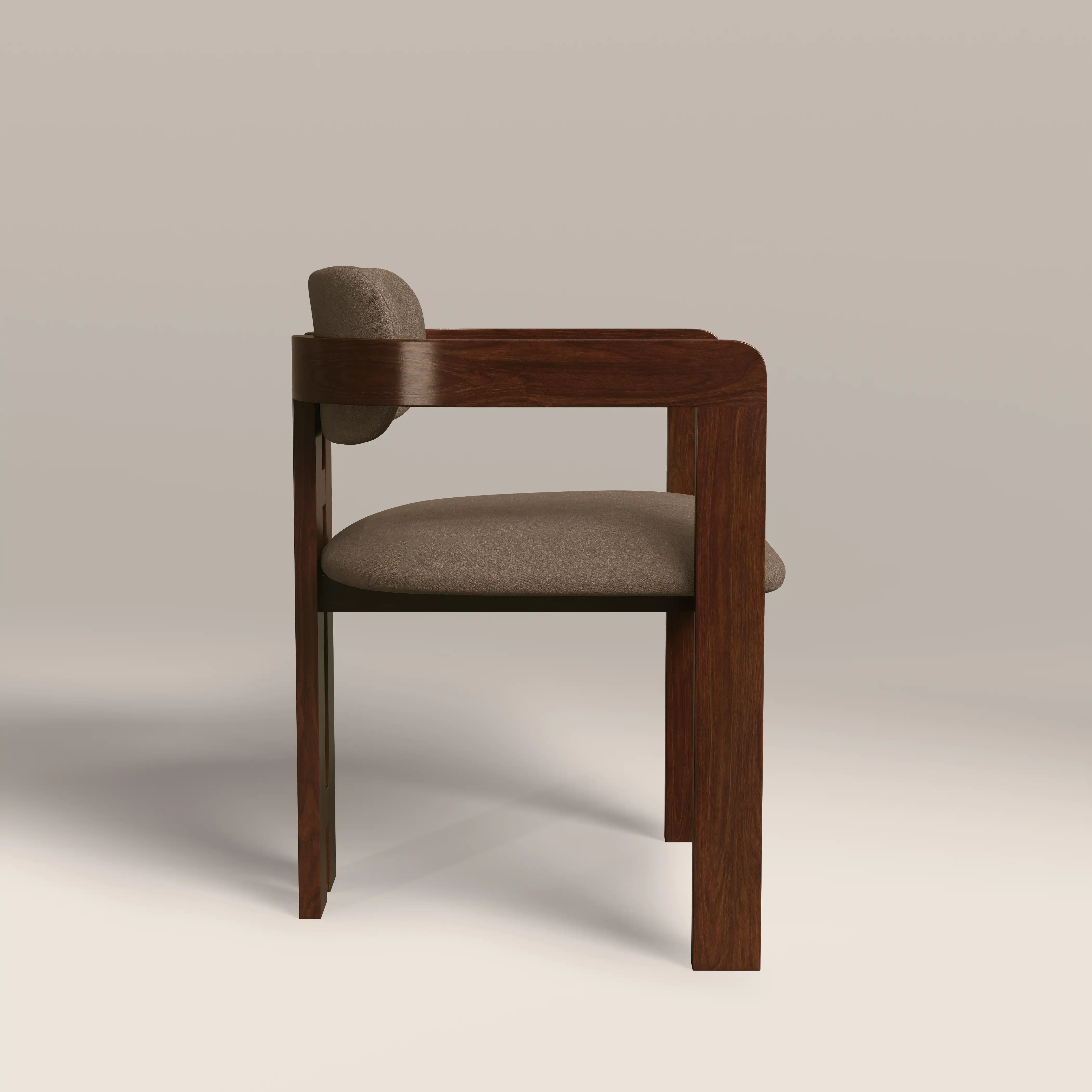 Hallie Wooden Carver Dining Chair | Truffle Brown Sustainable Mohair Velvet & Walnut - Image 5