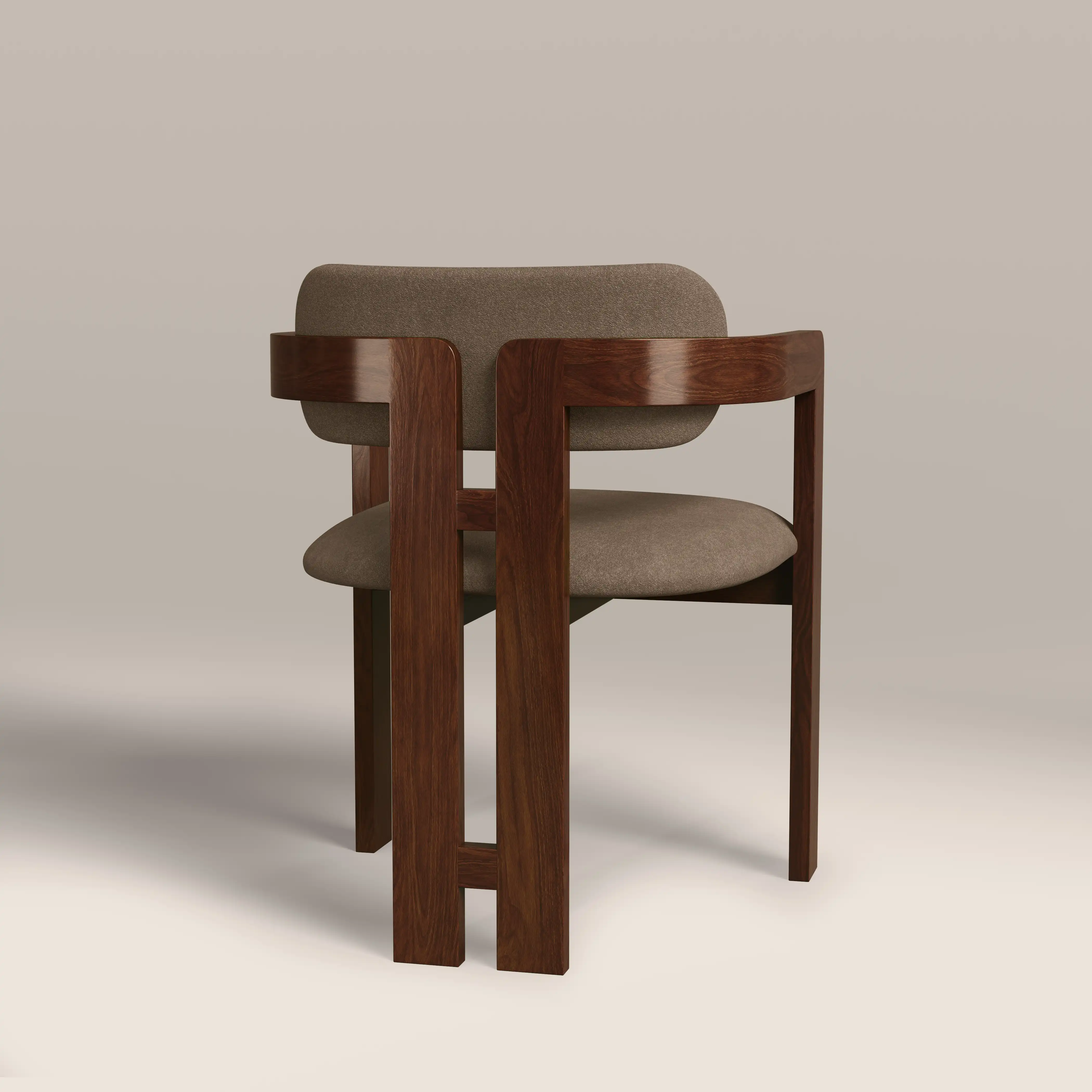 Hallie Wooden Carver Dining Chair | Truffle Brown Sustainable Mohair Velvet & Walnut - Image 6