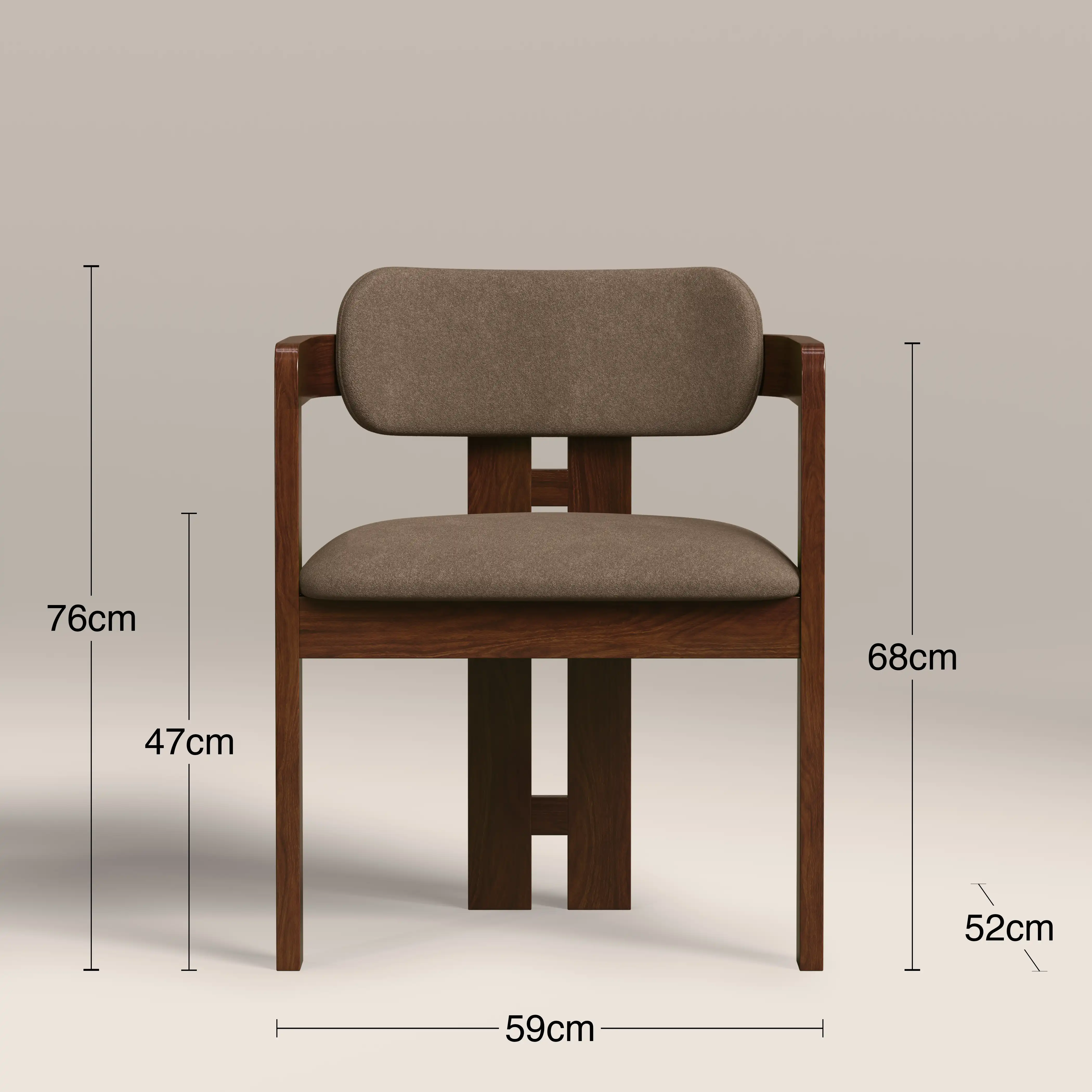 Hallie Wooden Carver Dining Chair | Truffle Brown Sustainable Mohair Velvet & Walnut - Image 8