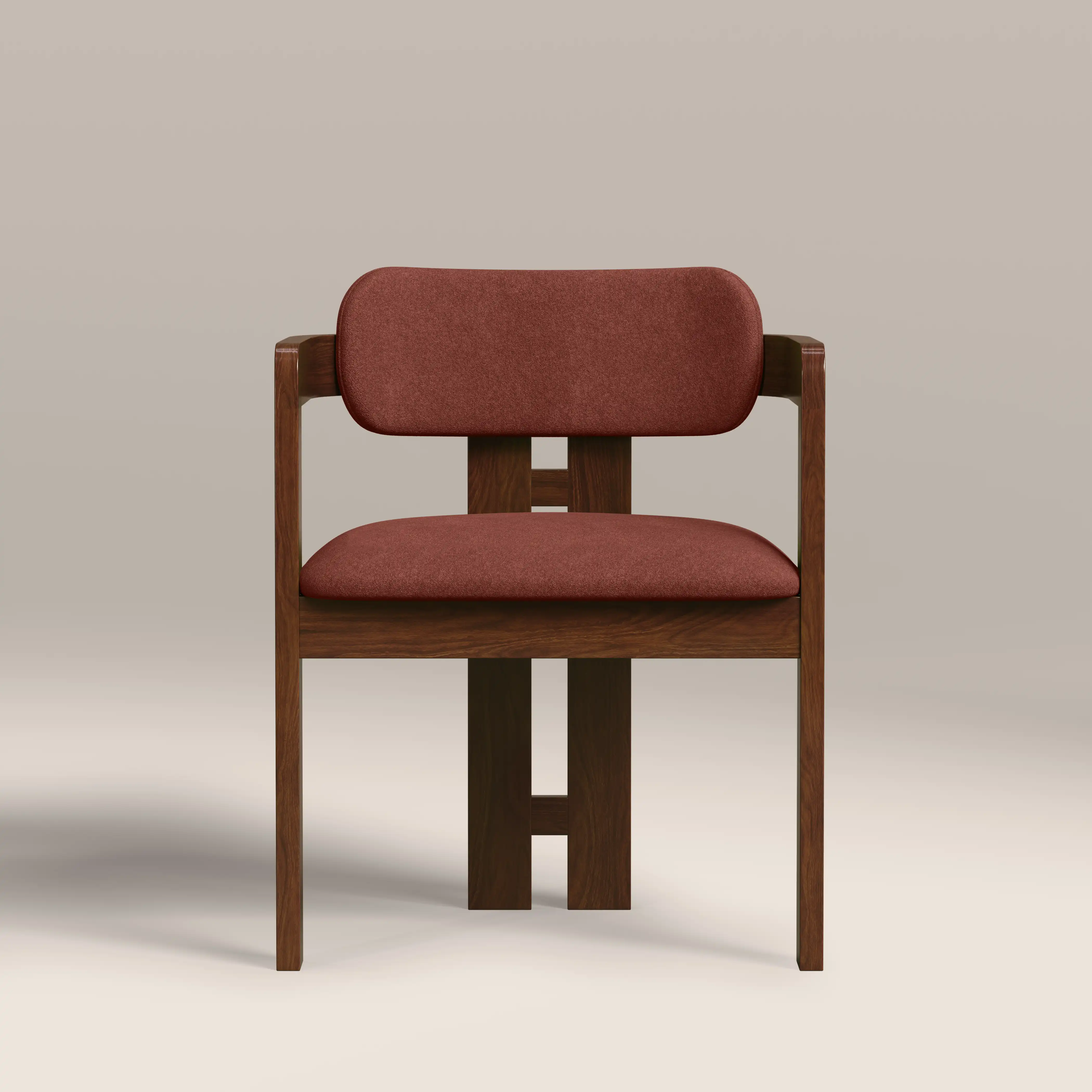 Hallie Wooden Carver Dining Chair | Rust Red Sustainable Velvet & Walnut - Image 3