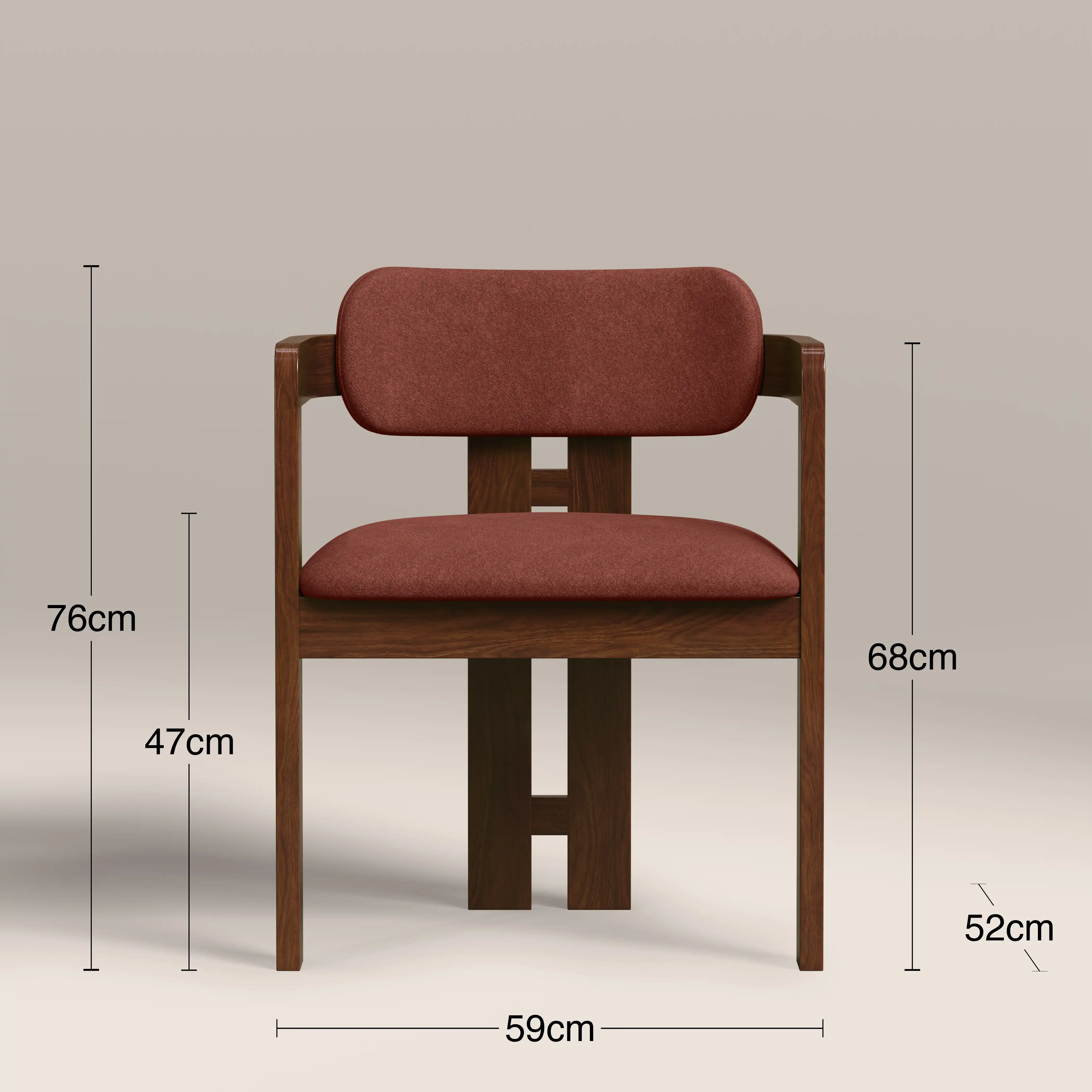 Hallie Wooden Carver Dining Chair | Rust Red Sustainable Velvet & Walnut - Image 8