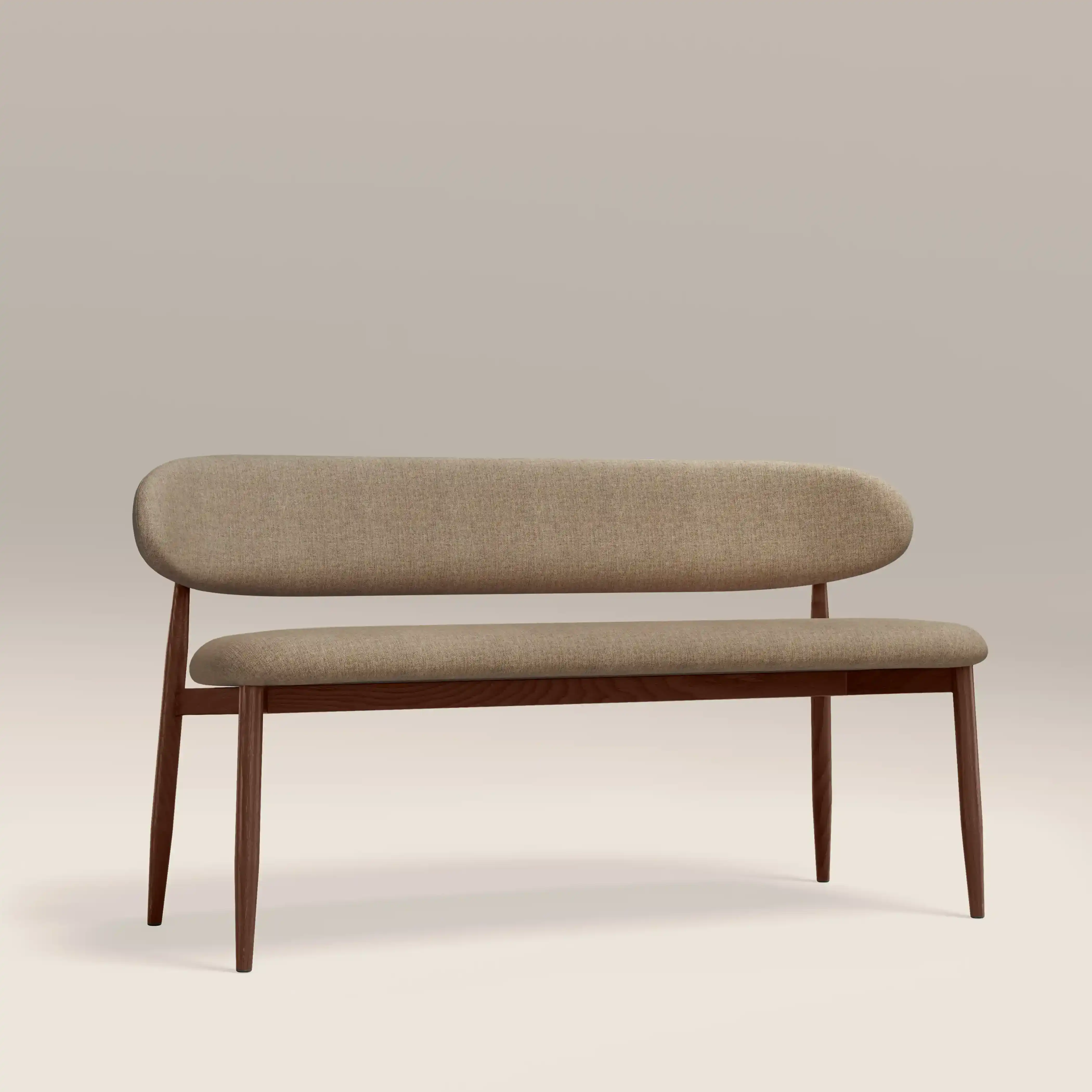 Halston 3 Seater Dining Bench | Latte Sustainable Fabric & Walnut - Image 2