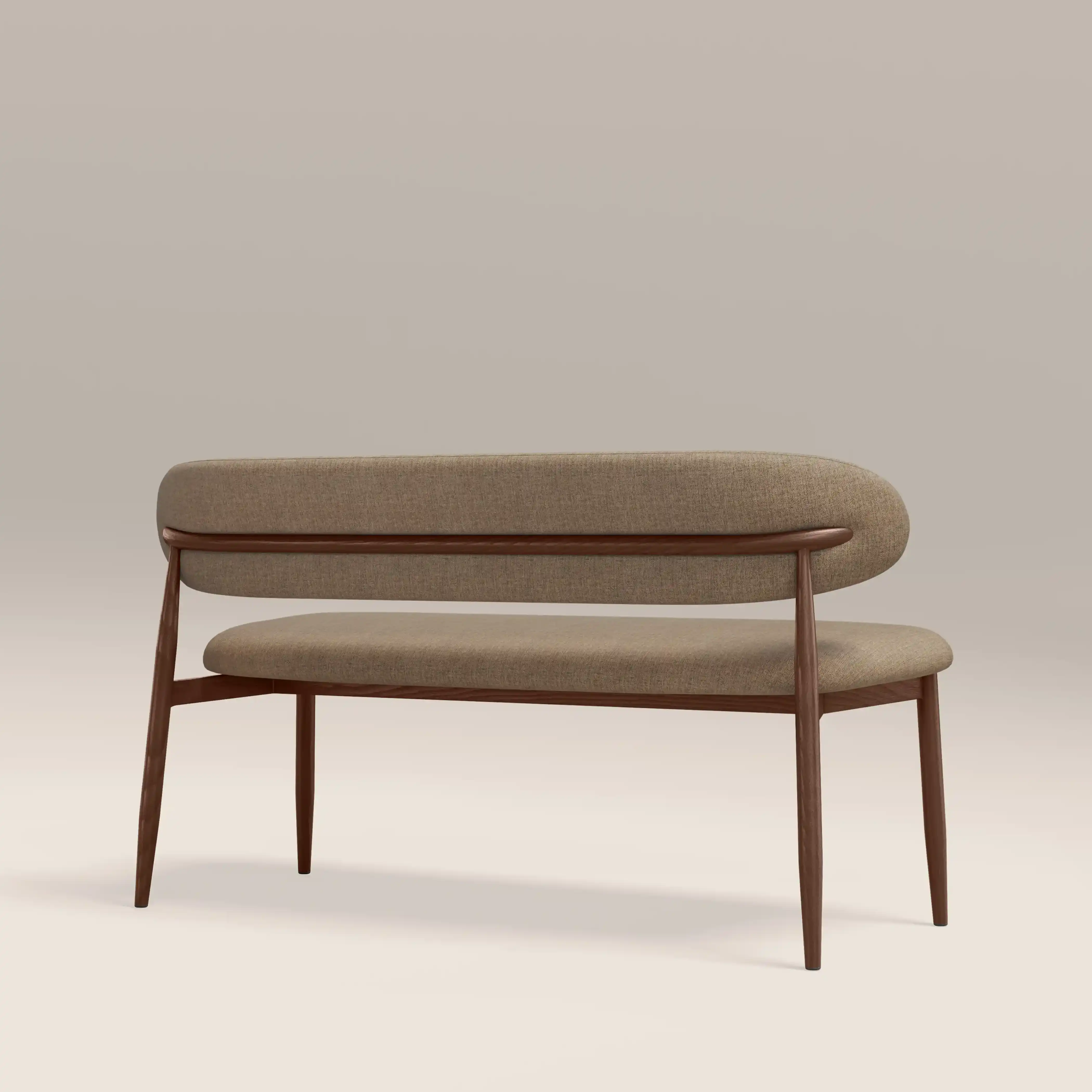 Halston 3 Seater Dining Bench | Latte Sustainable Fabric & Walnut - Image 5