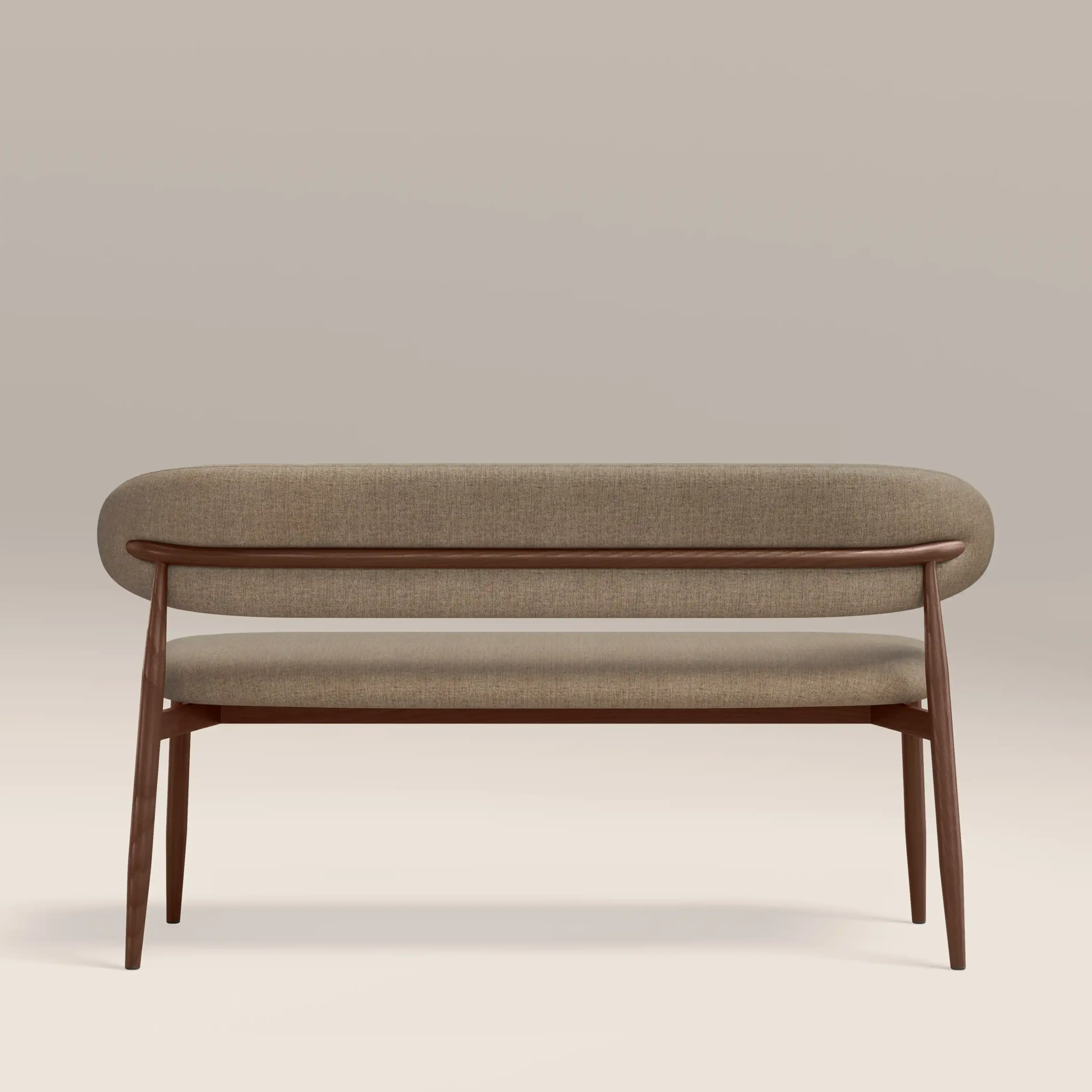 Halston 3 Seater Dining Bench | Latte Sustainable Fabric & Walnut - Image 6