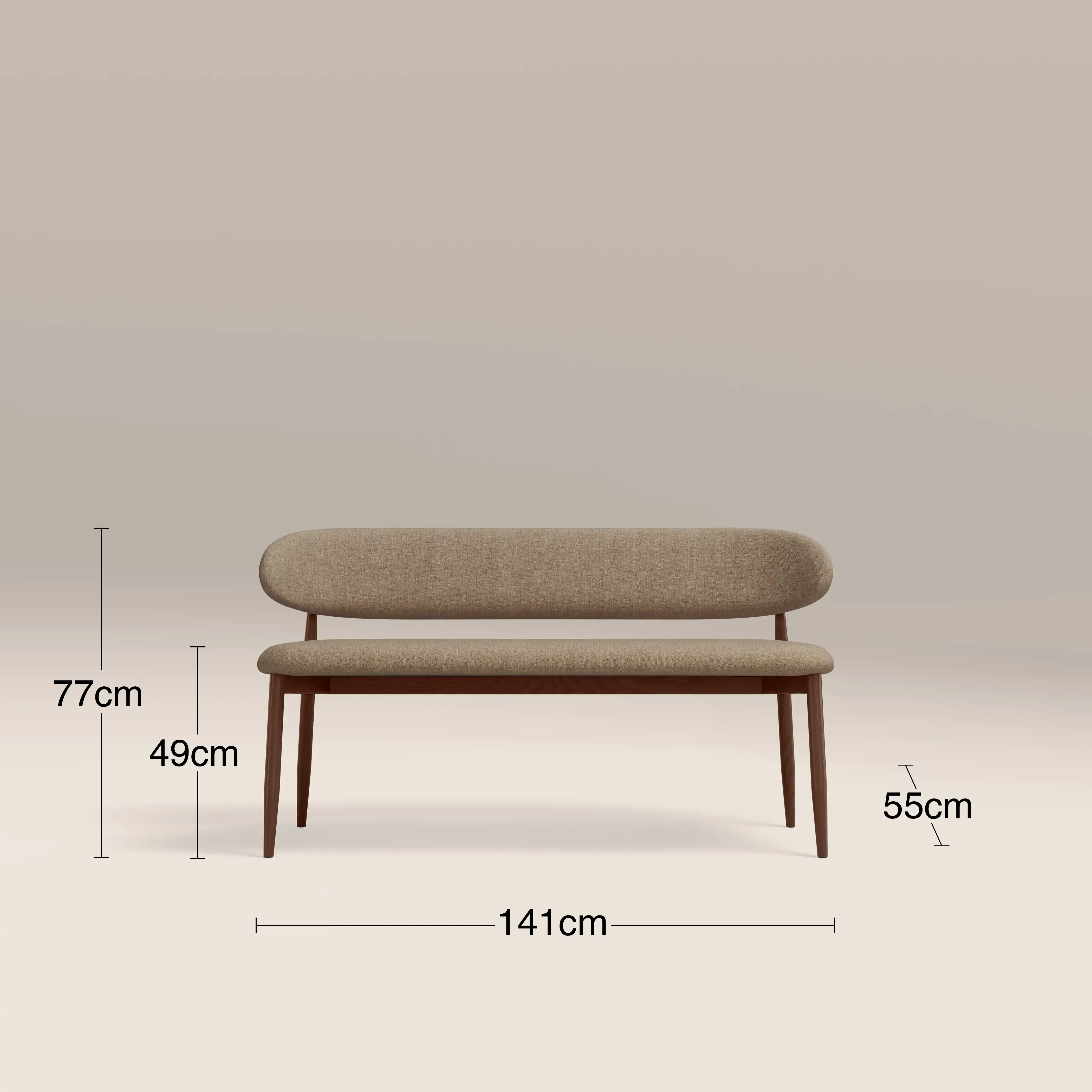 Halston 3 Seater Dining Bench | Latte Sustainable Fabric & Walnut - Image 7