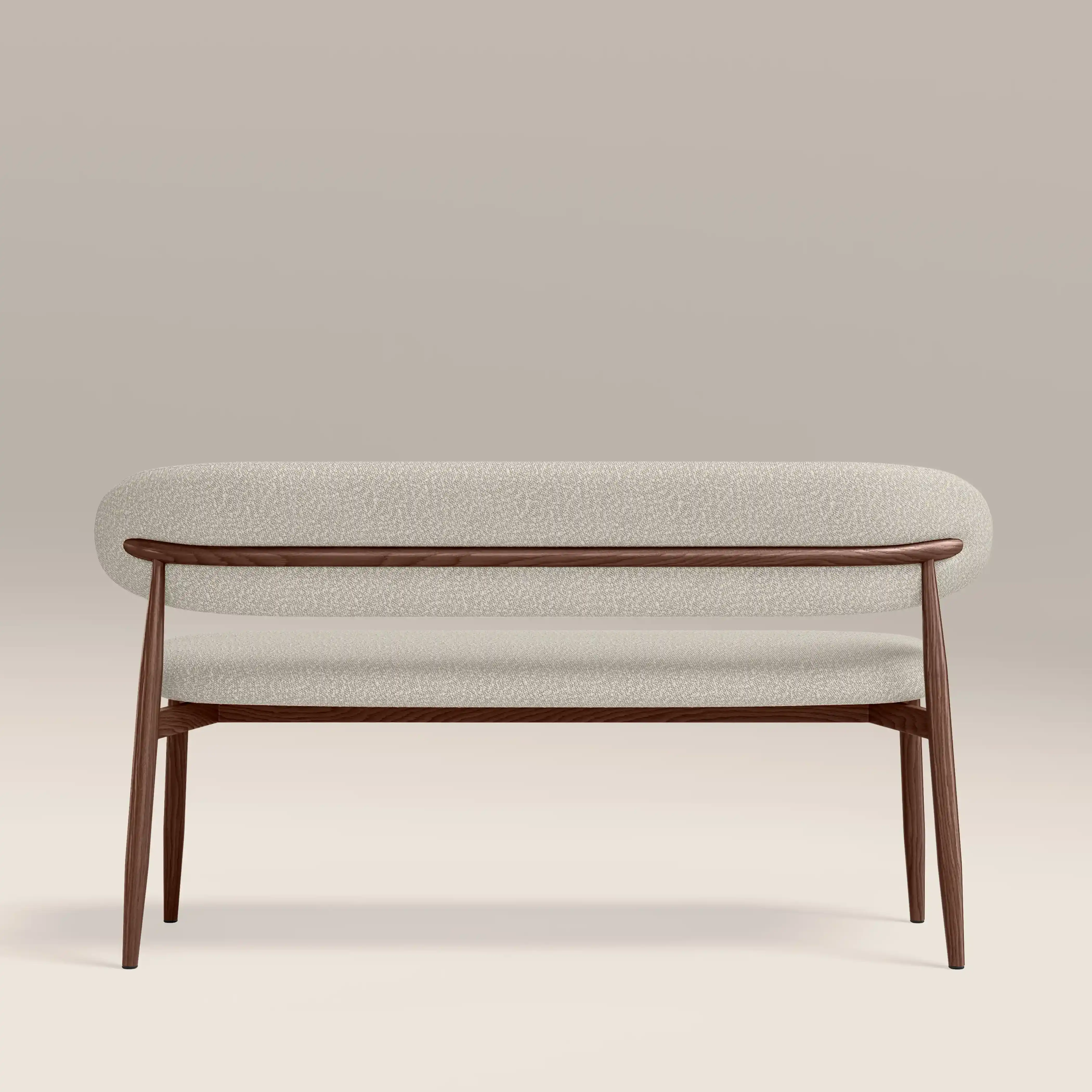 Halston 3 Seater Dining Bench | Speckled Stone Sustainable Boucle & Walnut - Image 6