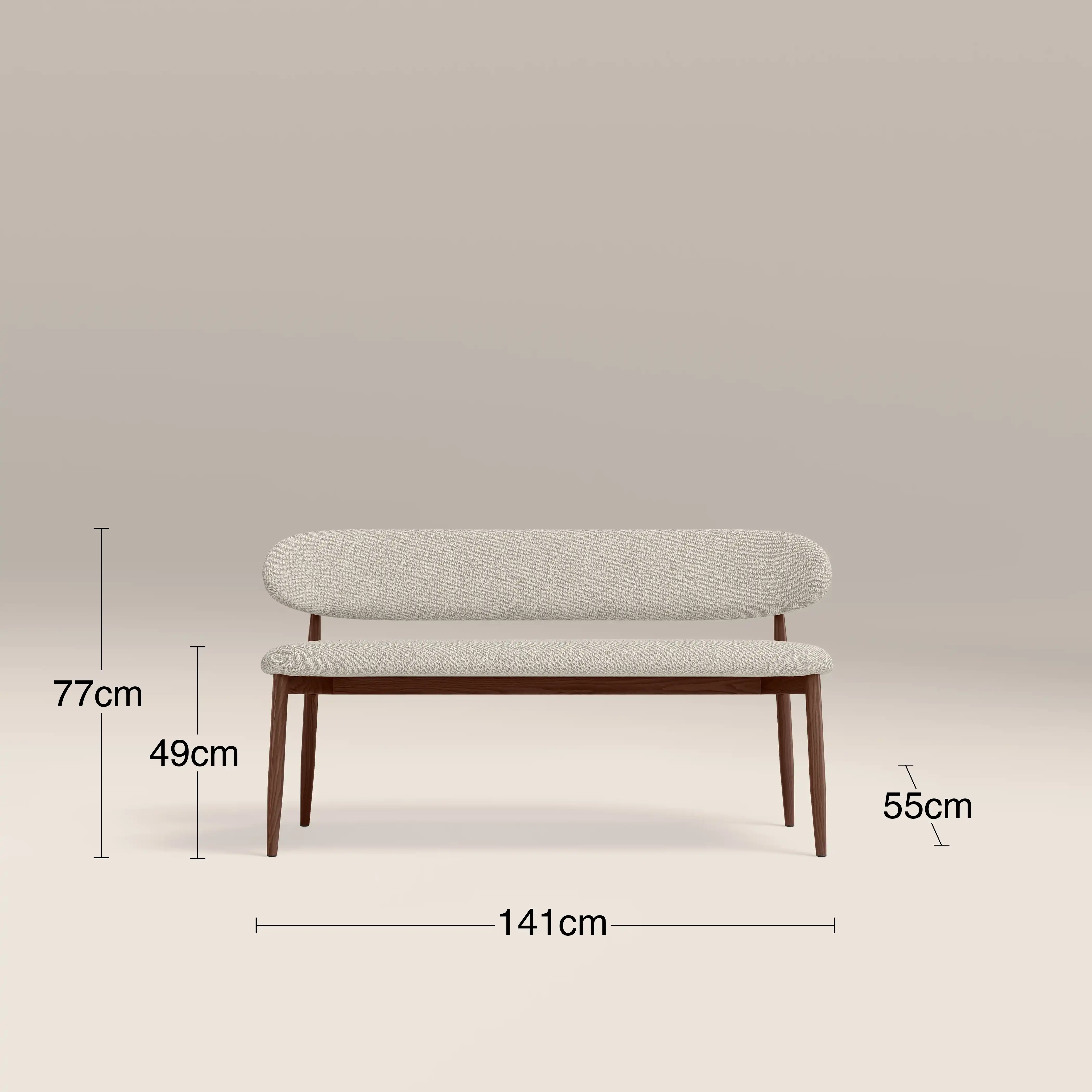 Halston 3 Seater Dining Bench | Speckled Stone Sustainable Boucle & Walnut - Image 7