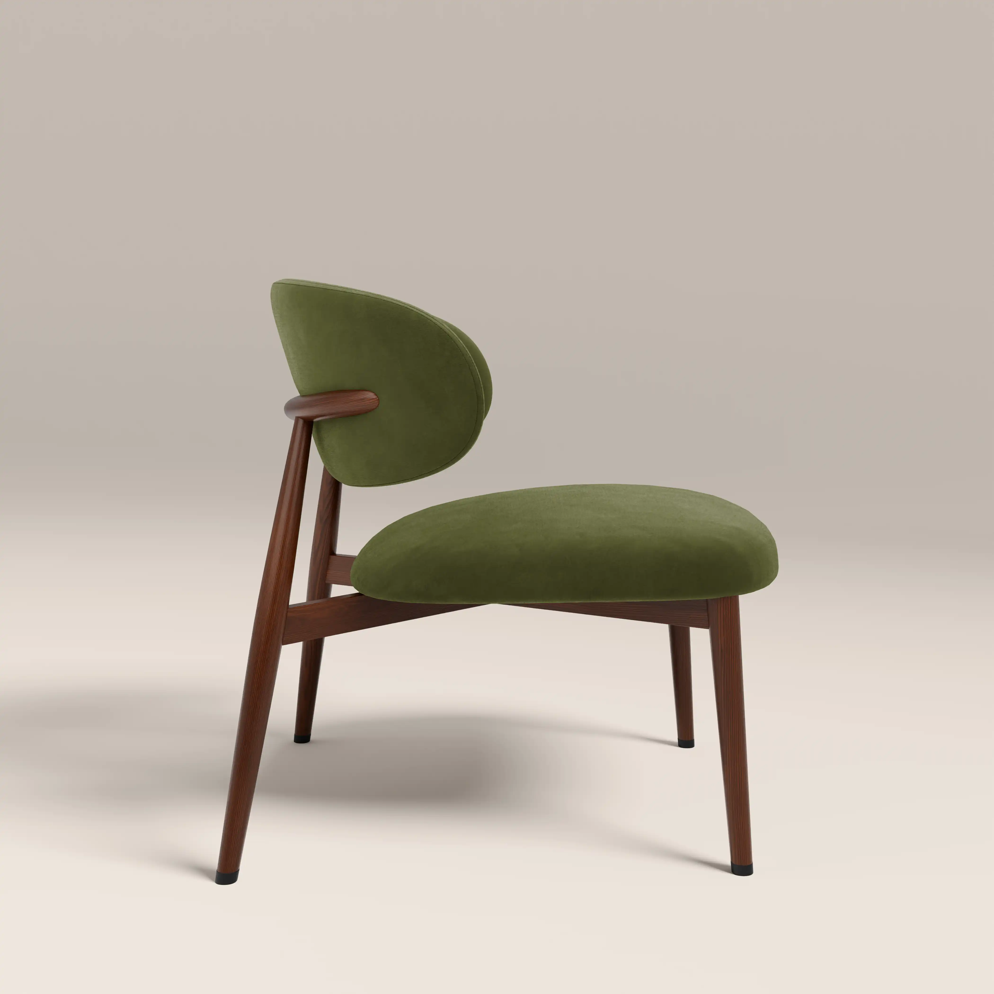 Halston Accent Chair | Olive Green Sustainable Velvet & Walnut - Image 4