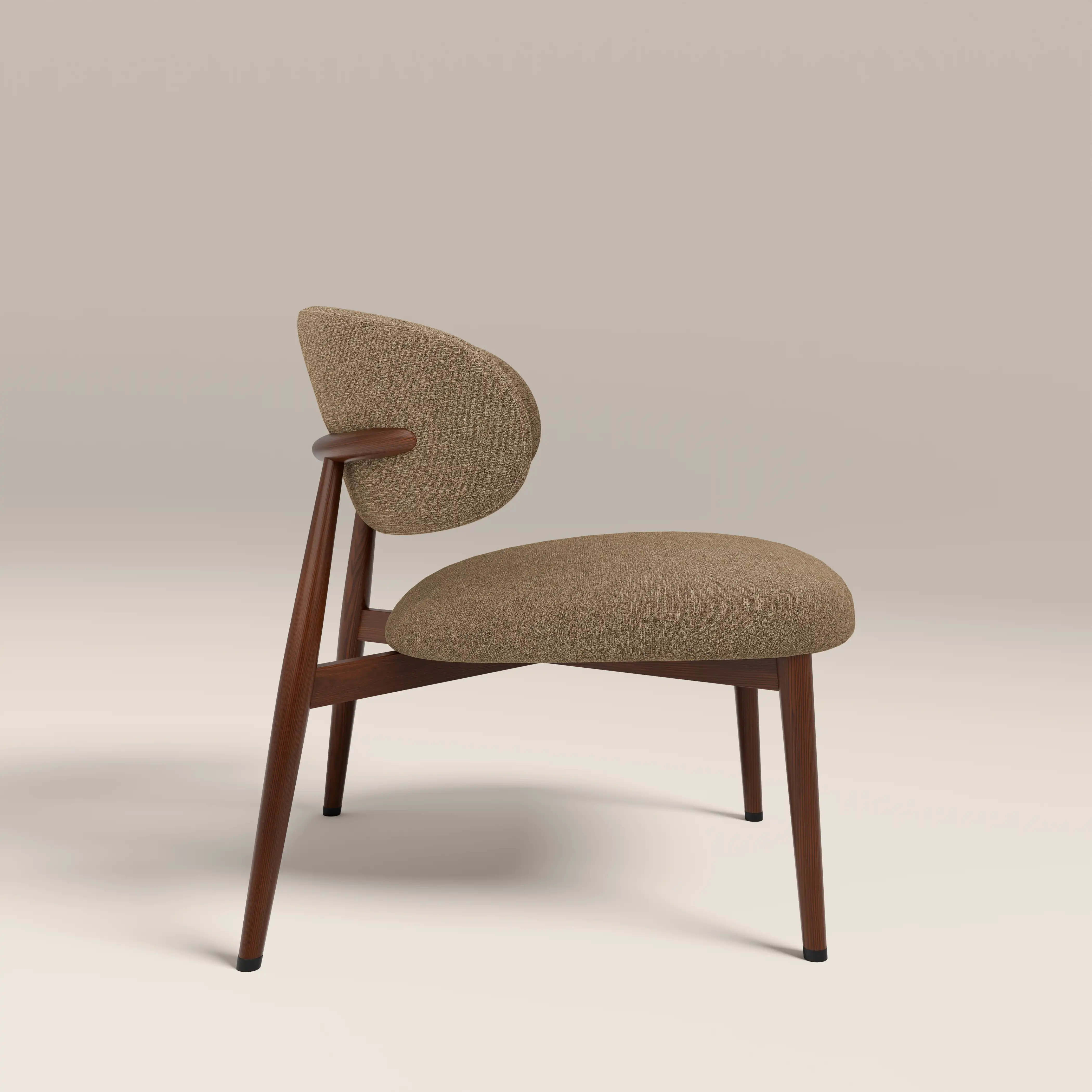 Halston Accent Chair | Speckled Cappuccino Boucle & Walnut - Image 4