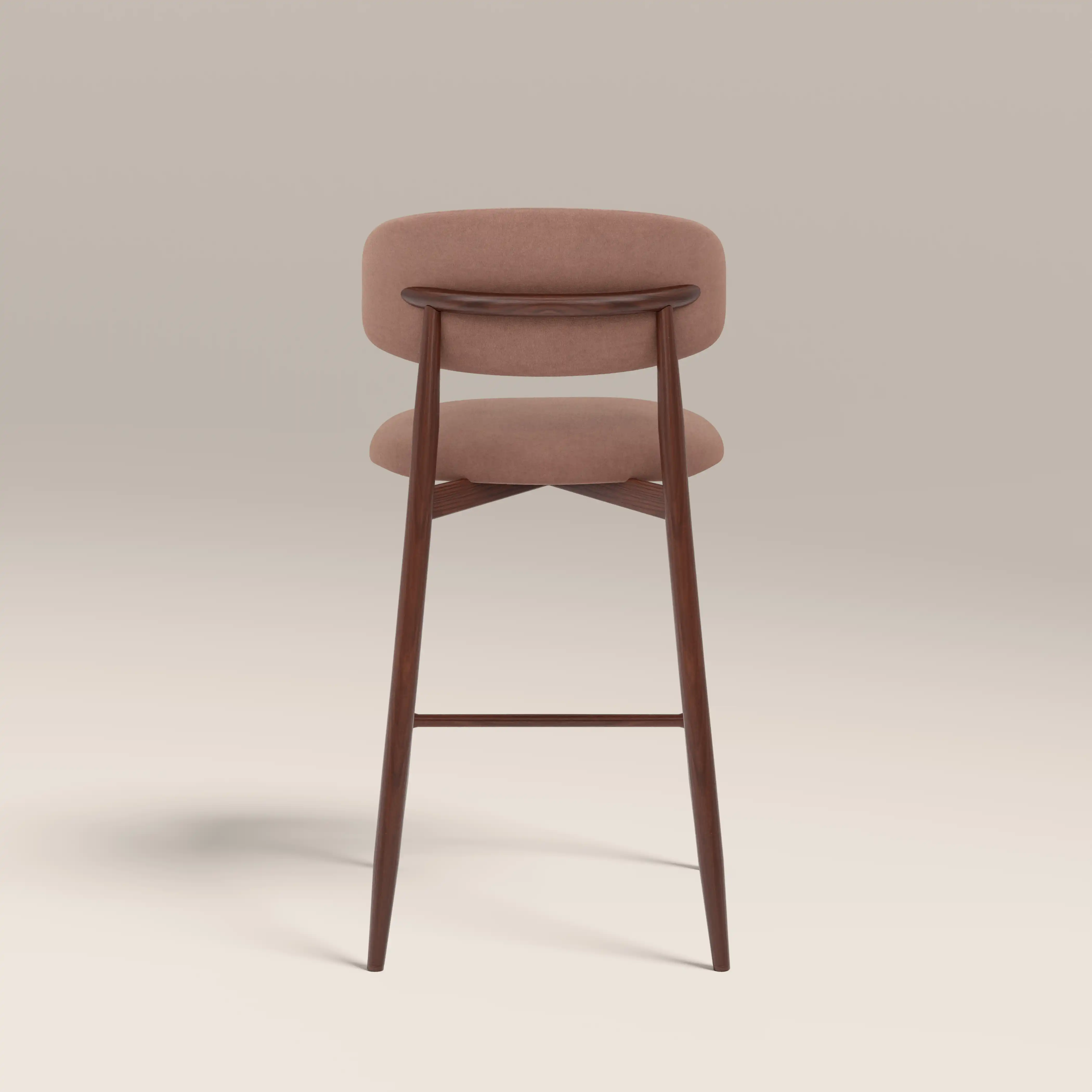 Halston Bar Stool | Blush Pink Sustainable Velvet & Walnut - Image 6