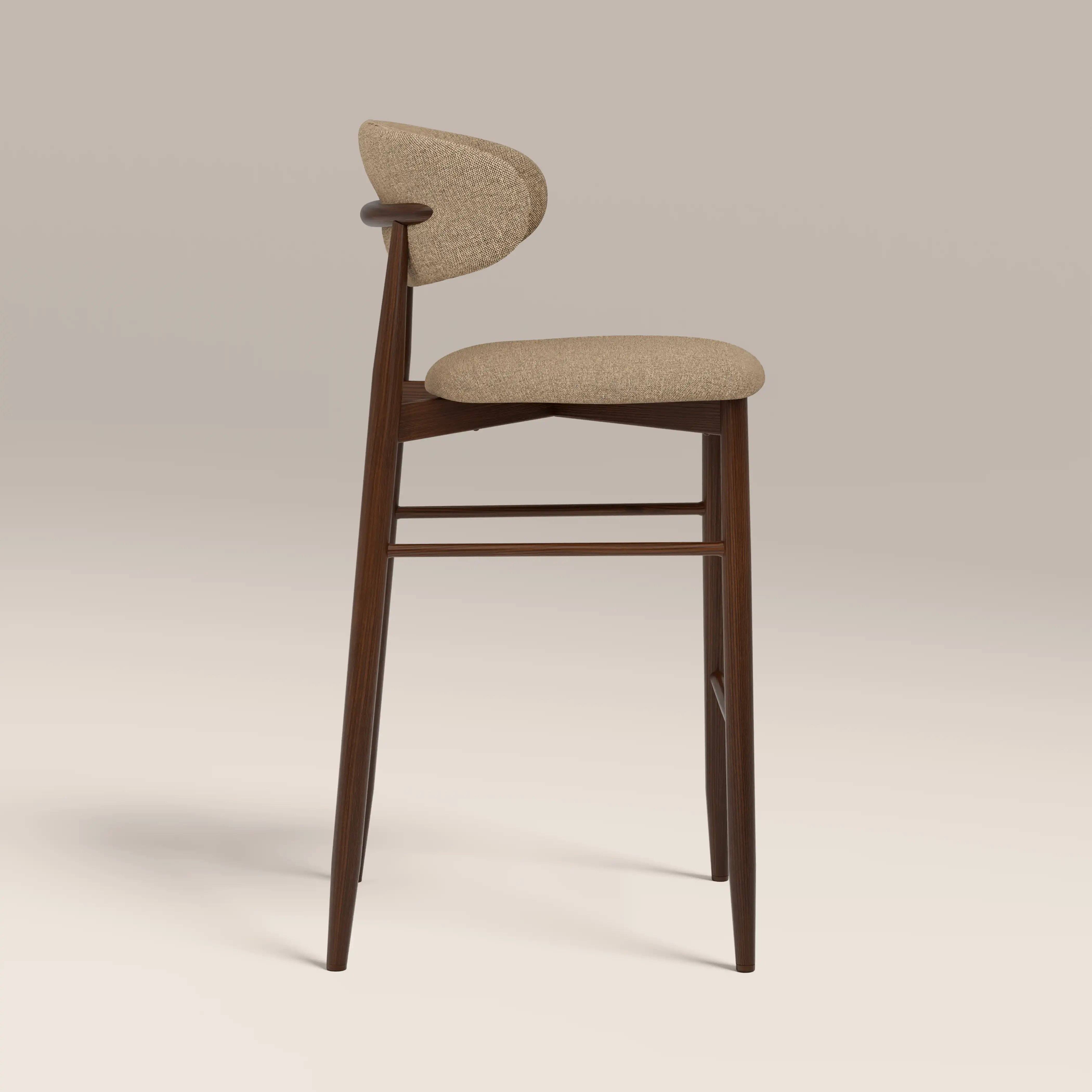 Halston Bar Stool | Latte Sustainable Fabric & Walnut - Image 4