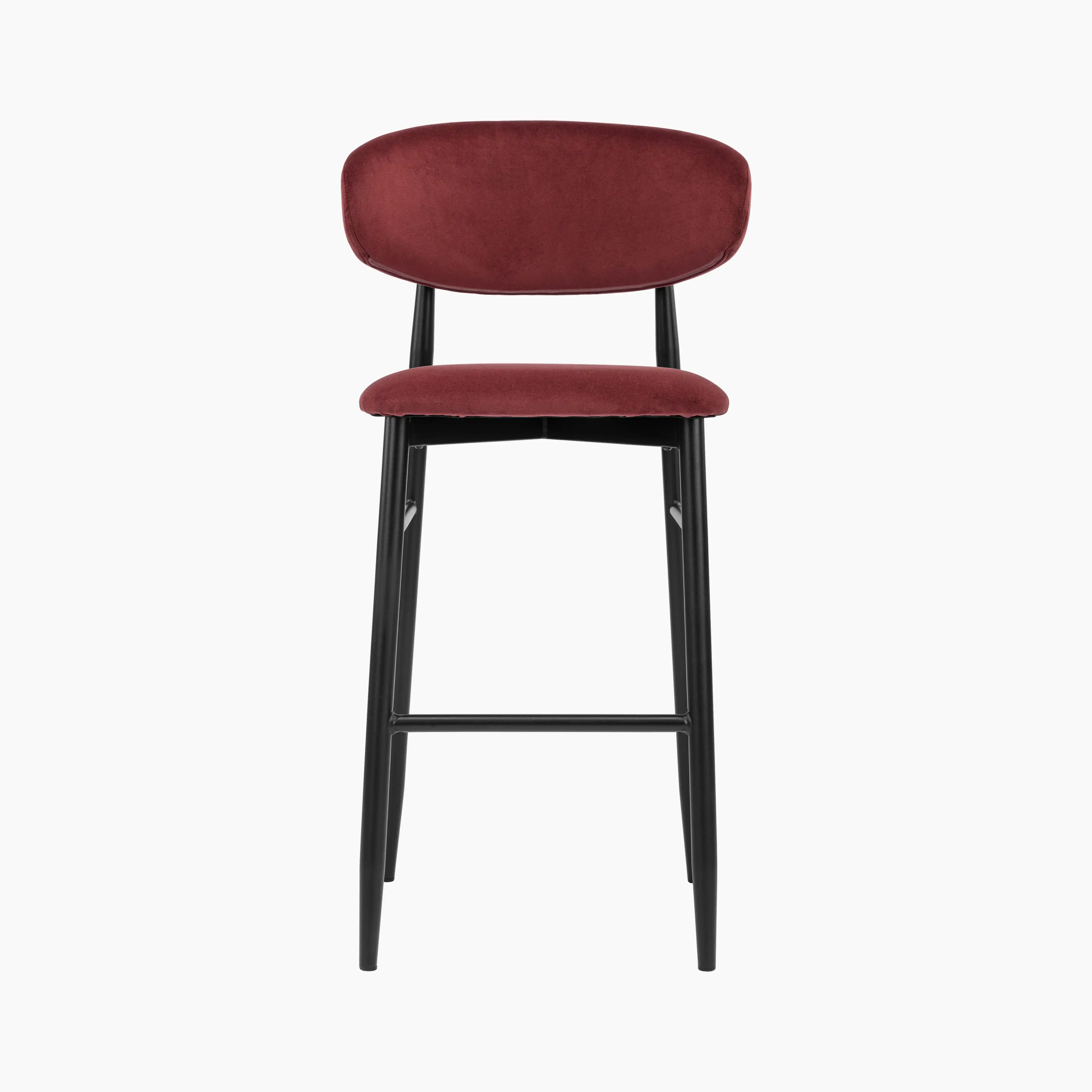 Halston Bar Stool | Rust Red Sustainable Velvet & Black - Image 4