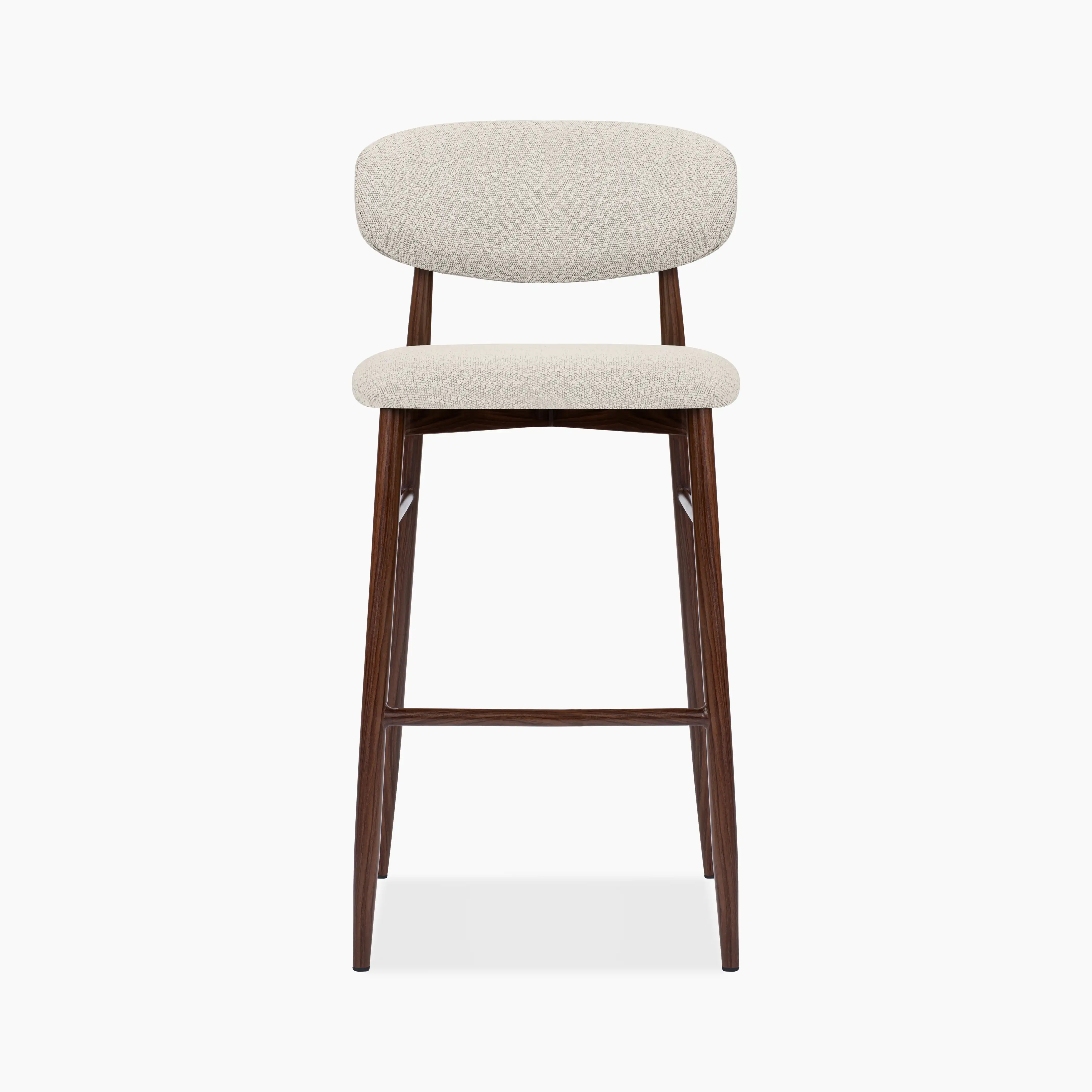 Halston Bar Stool | Speckled Stone Sustainable Boucle & Walnut - Image 2