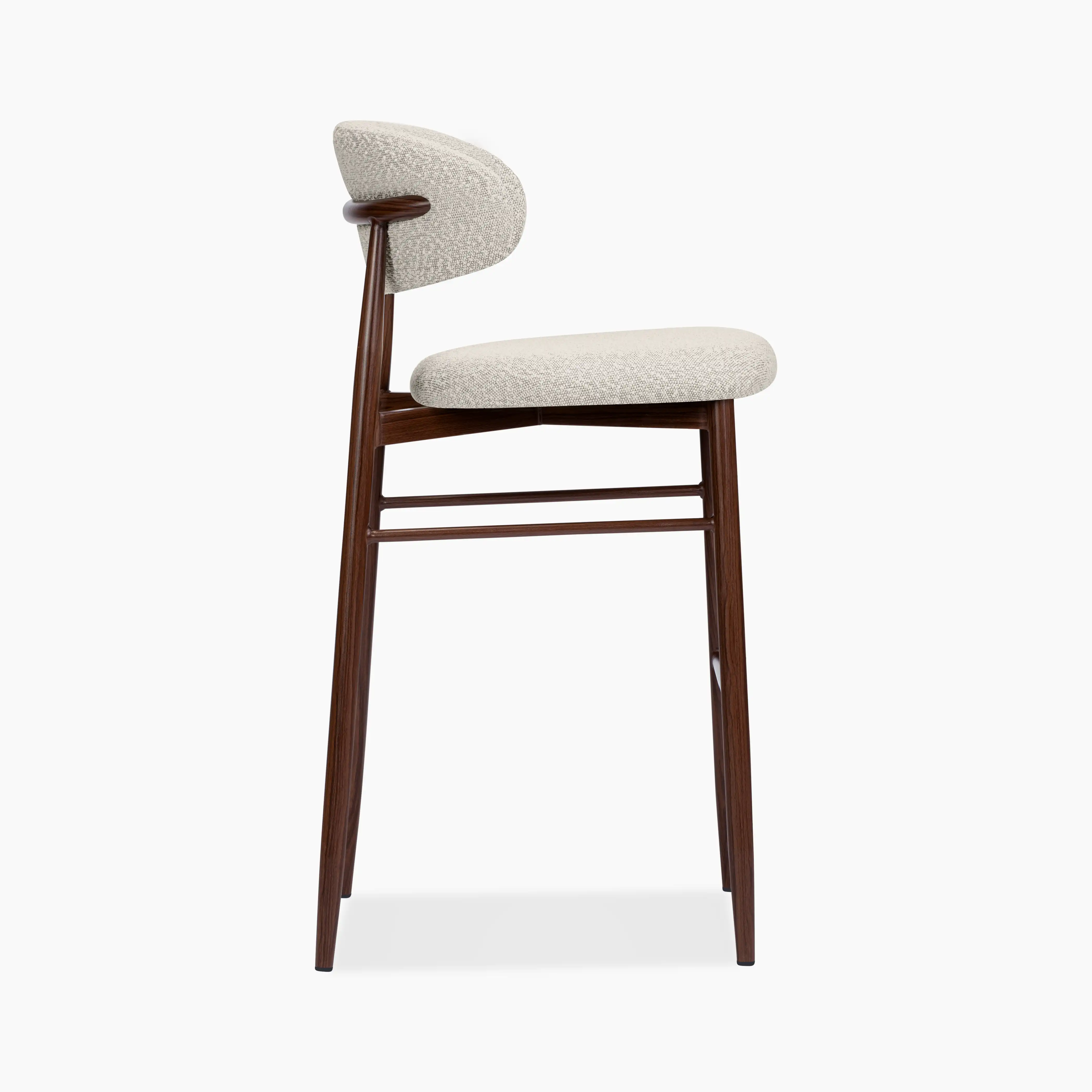 Halston Bar Stool | Speckled Stone Sustainable Boucle & Walnut - Image 5