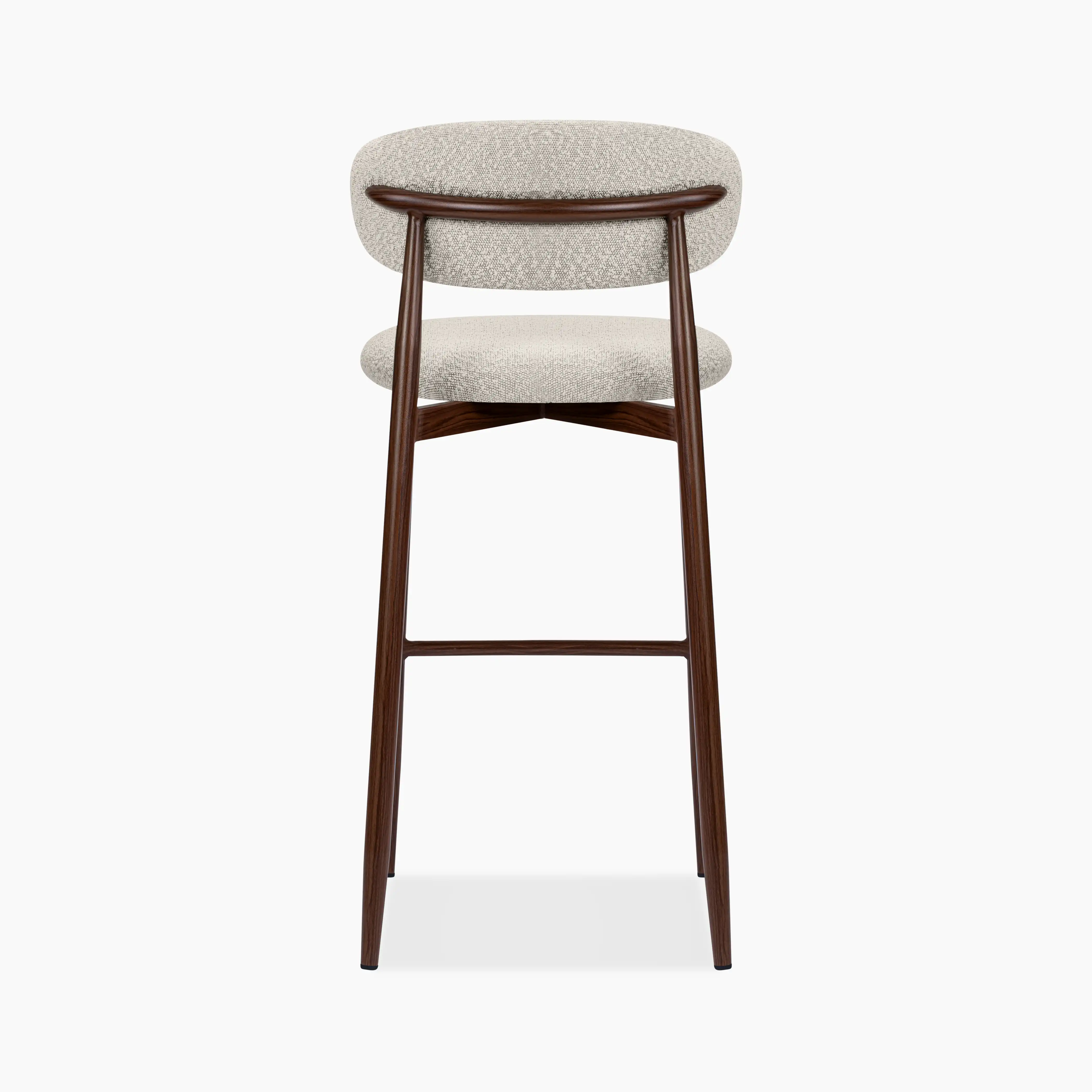 Halston Bar Stool | Speckled Stone Sustainable Boucle & Walnut - Image 6