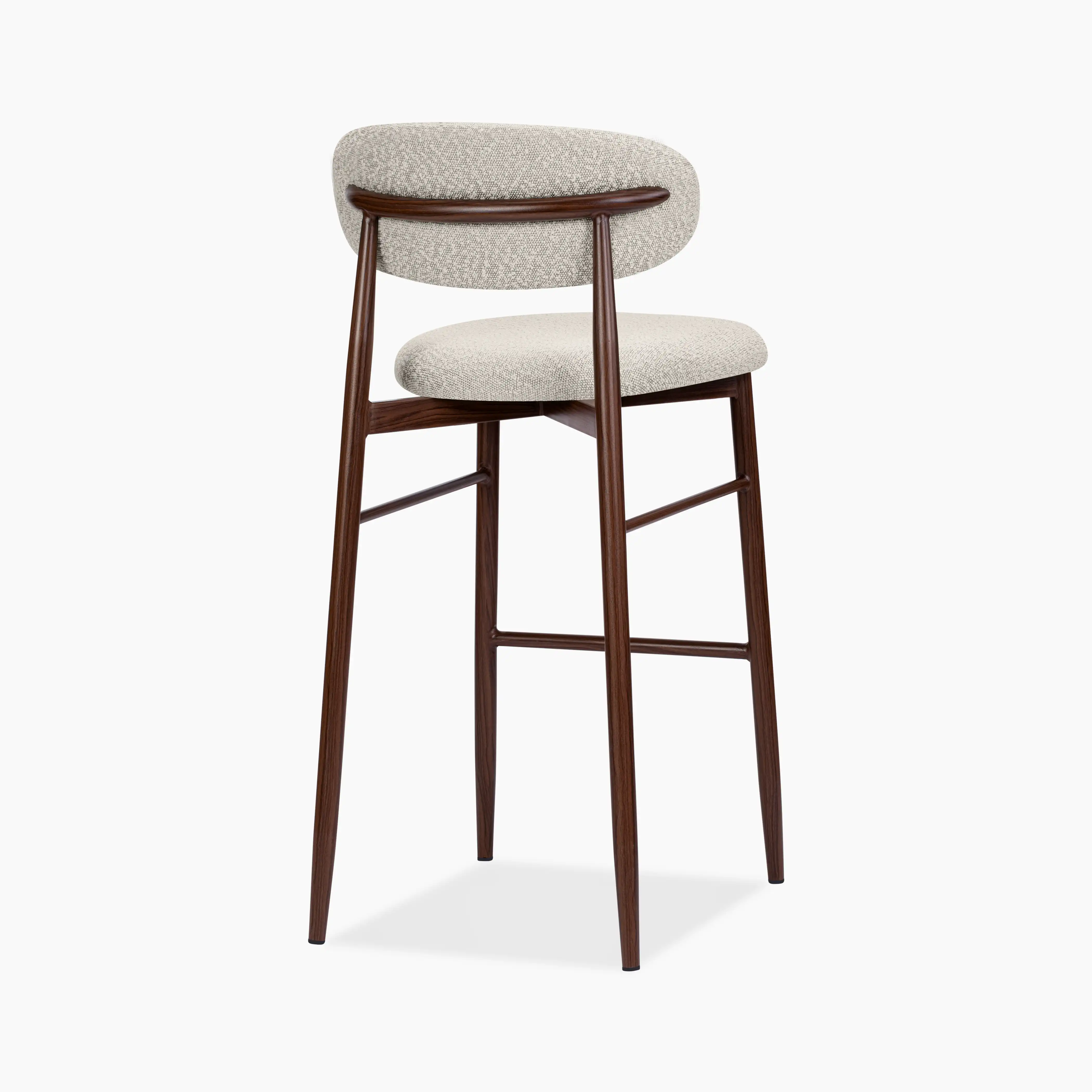 Halston Bar Stool | Speckled Stone Sustainable Boucle & Walnut - Image 7