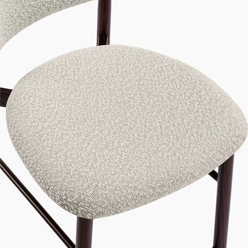 Halston Bar Stool | Speckled Stone Sustainable Boucle & Walnut - Image 8