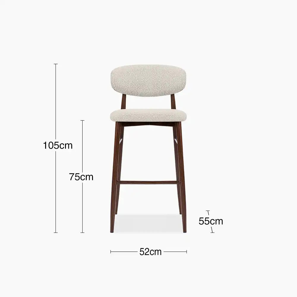 Halston Bar Stool | Speckled Stone Sustainable Boucle & Walnut - Image 9