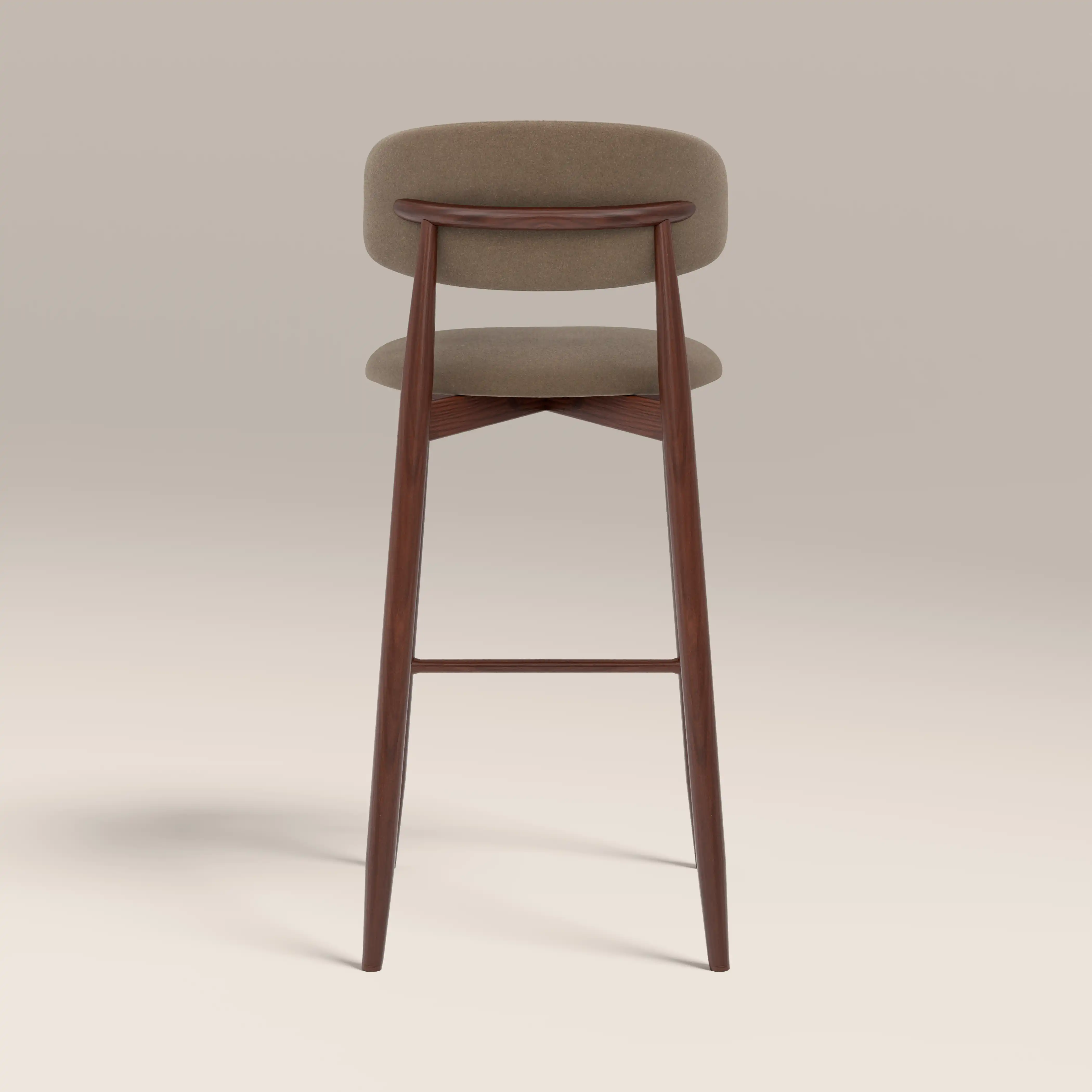 Halston Bar Stool | Truffle Brown Sustainable Mohair Velvet & Walnut - Image 6