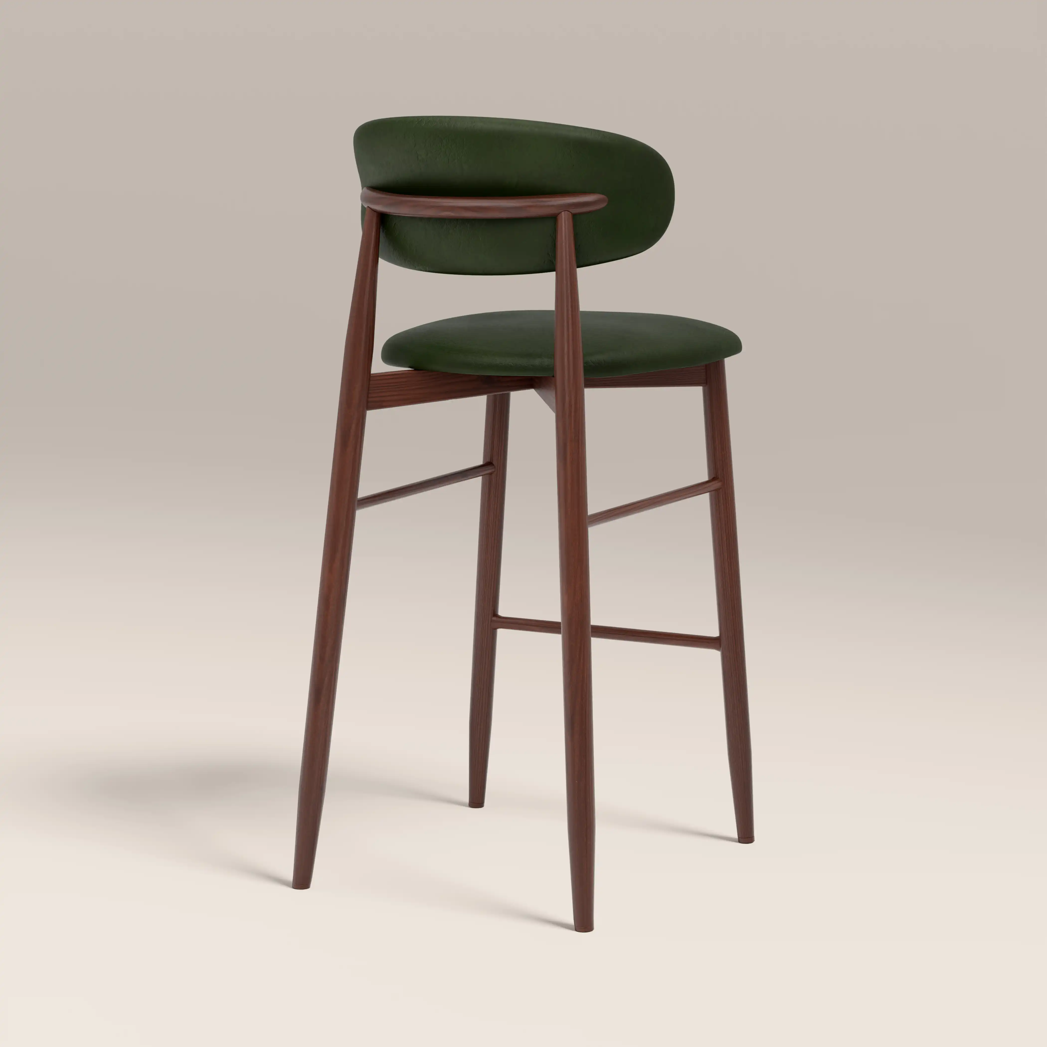 Halston Bar Stool | Vintage Green Faux Leather & Walnut - Image 5