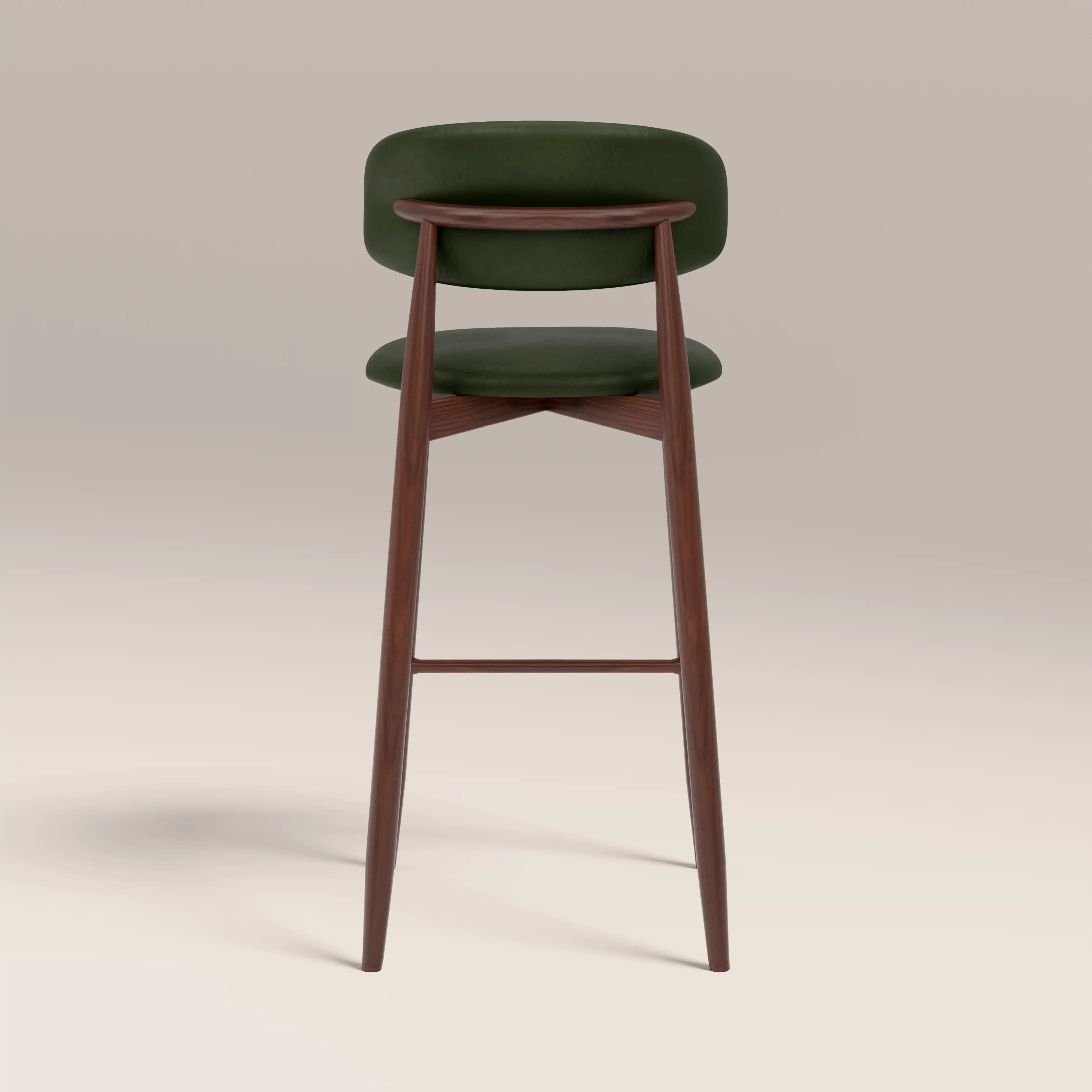 Halston Bar Stool | Vintage Green Faux Leather & Walnut - Image 6