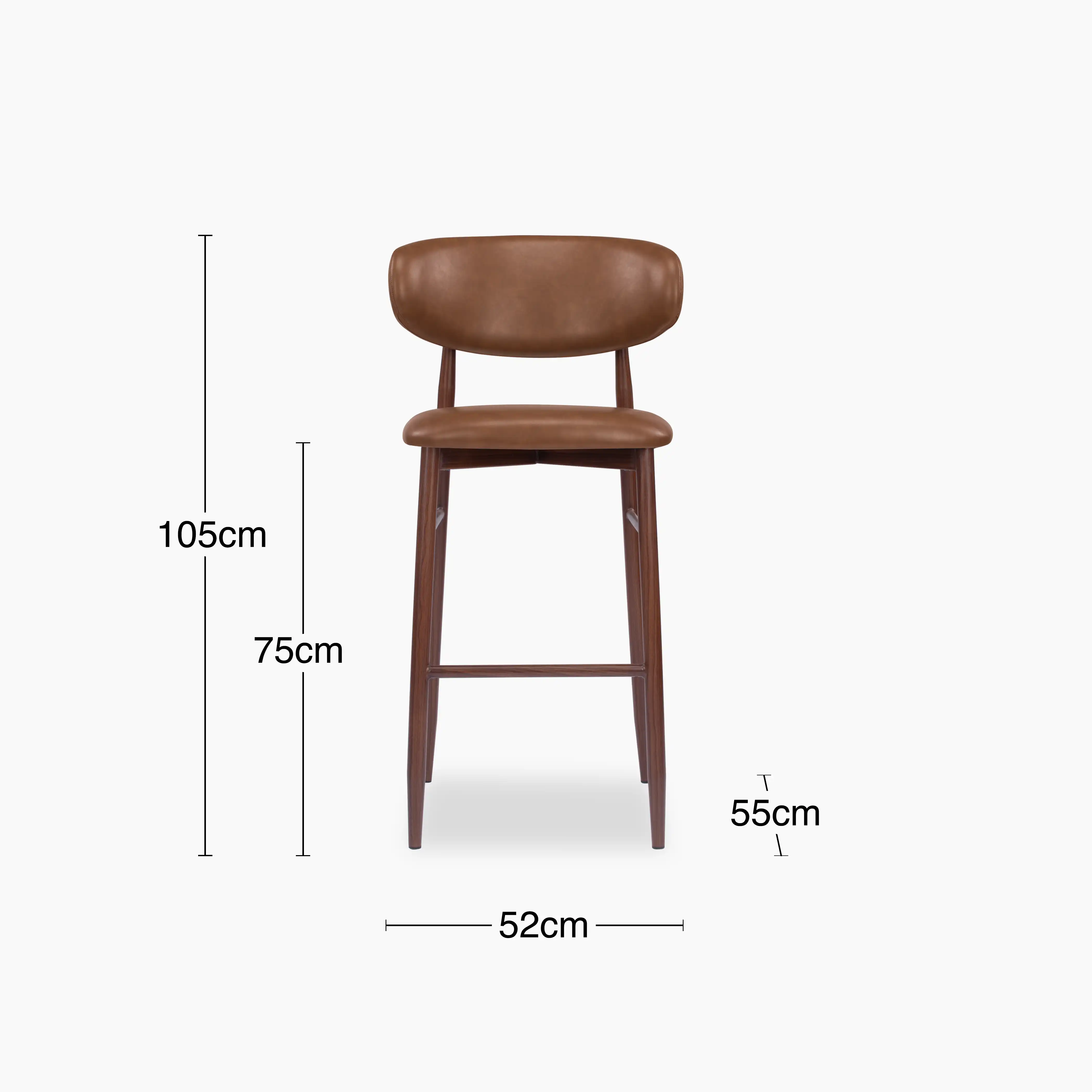 Halston Bar Stool | Vintage Tan Faux Leather & Walnut - Image 7