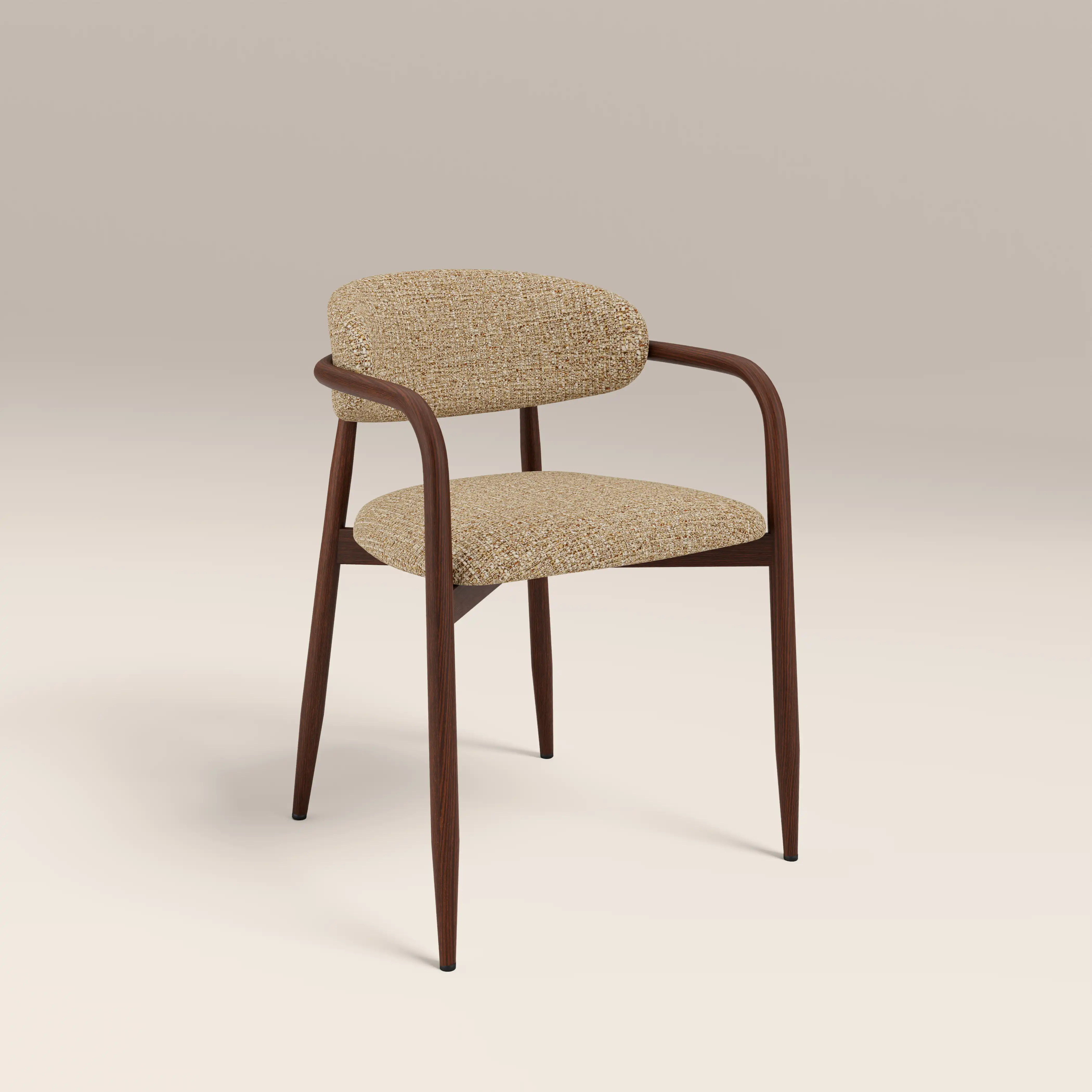 Halston Carver Dining Chair | Speckled Latte Boucle & Walnut - Image 2