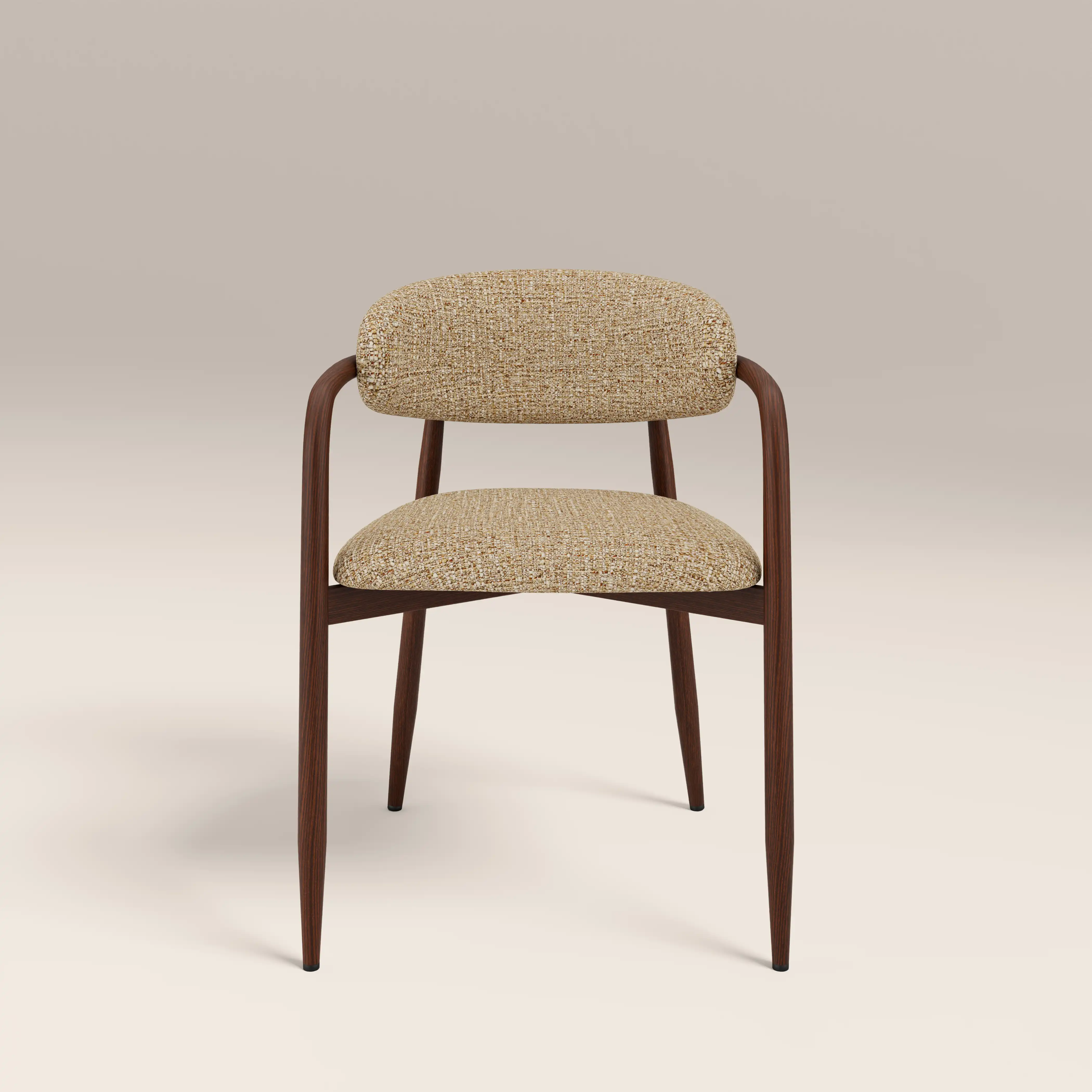 Halston Carver Dining Chair | Speckled Latte Boucle & Walnut - Image 3