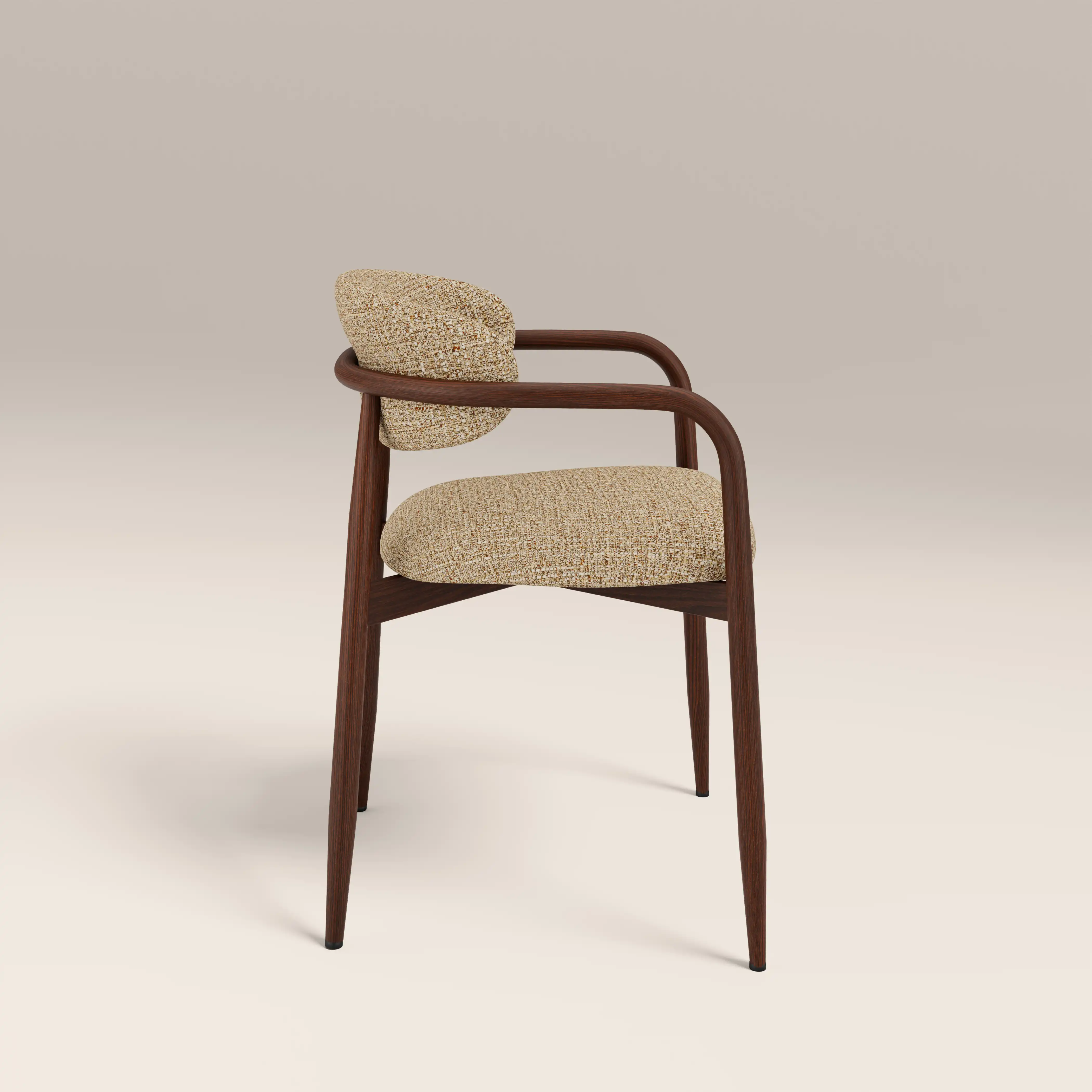 Halston Carver Dining Chair | Speckled Latte Boucle & Walnut - Image 5