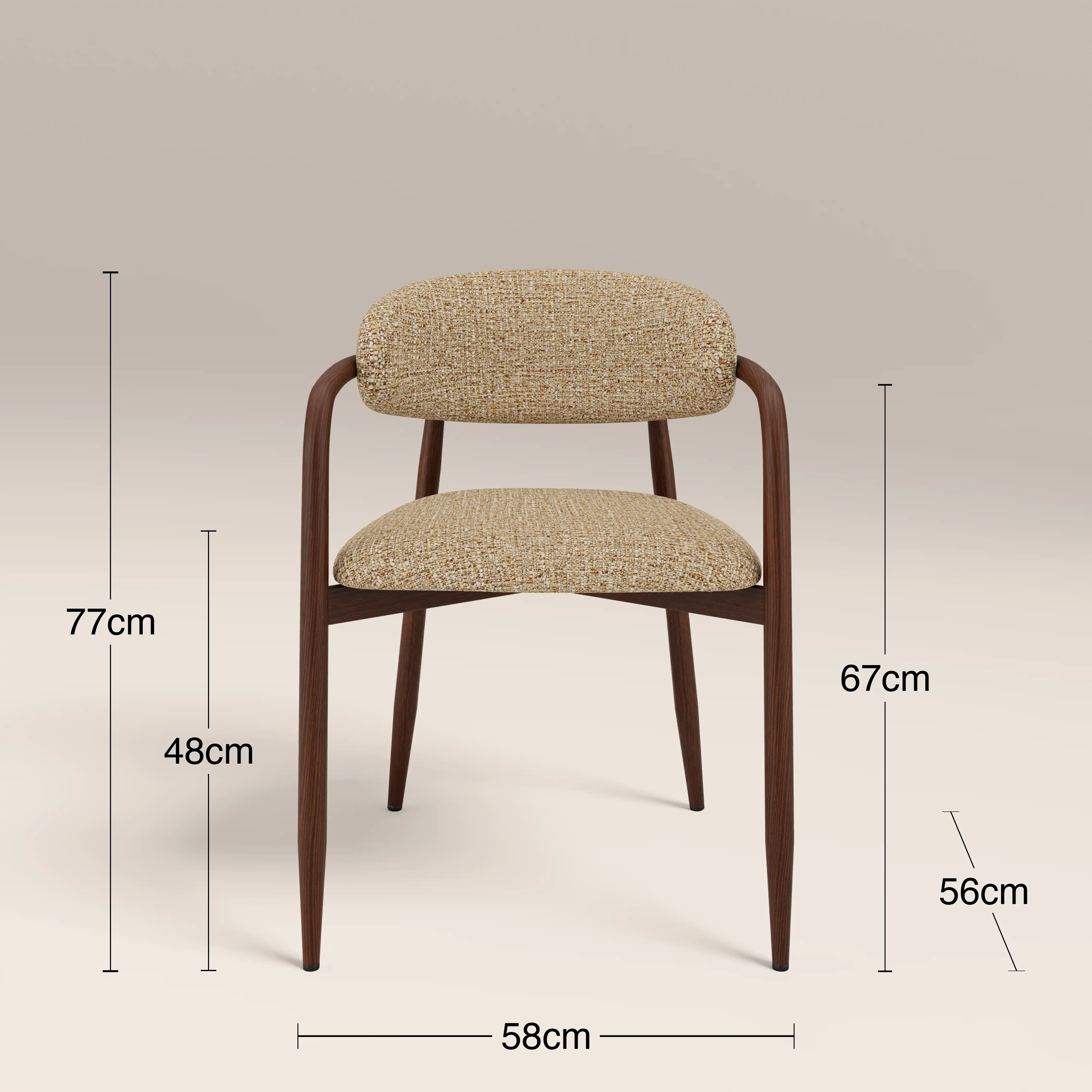 Halston Carver Dining Chair | Speckled Latte Boucle & Walnut - Image 8