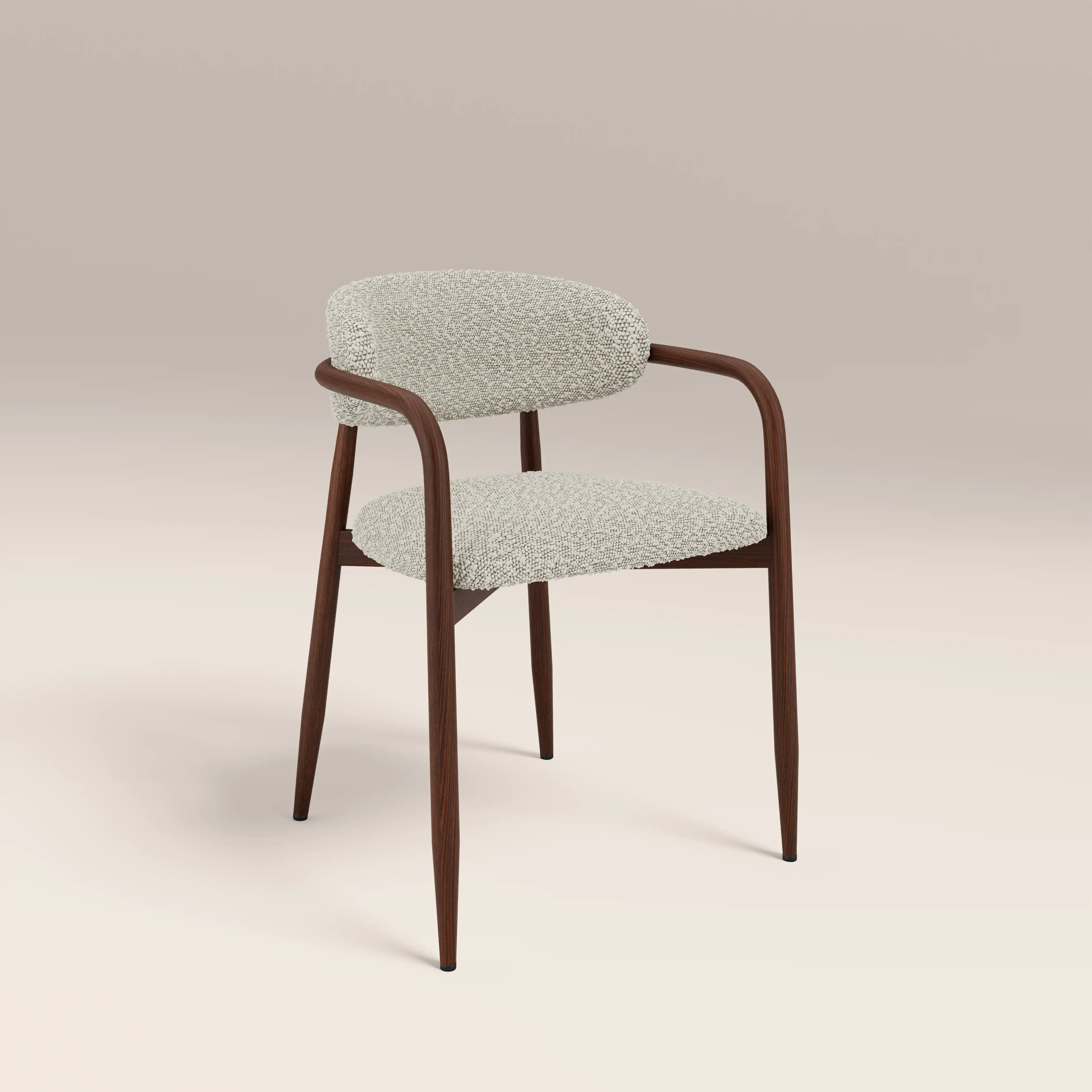Halston Carver Dining Chair | Speckled Stone Sustainable Boucle & Walnut - Image 2