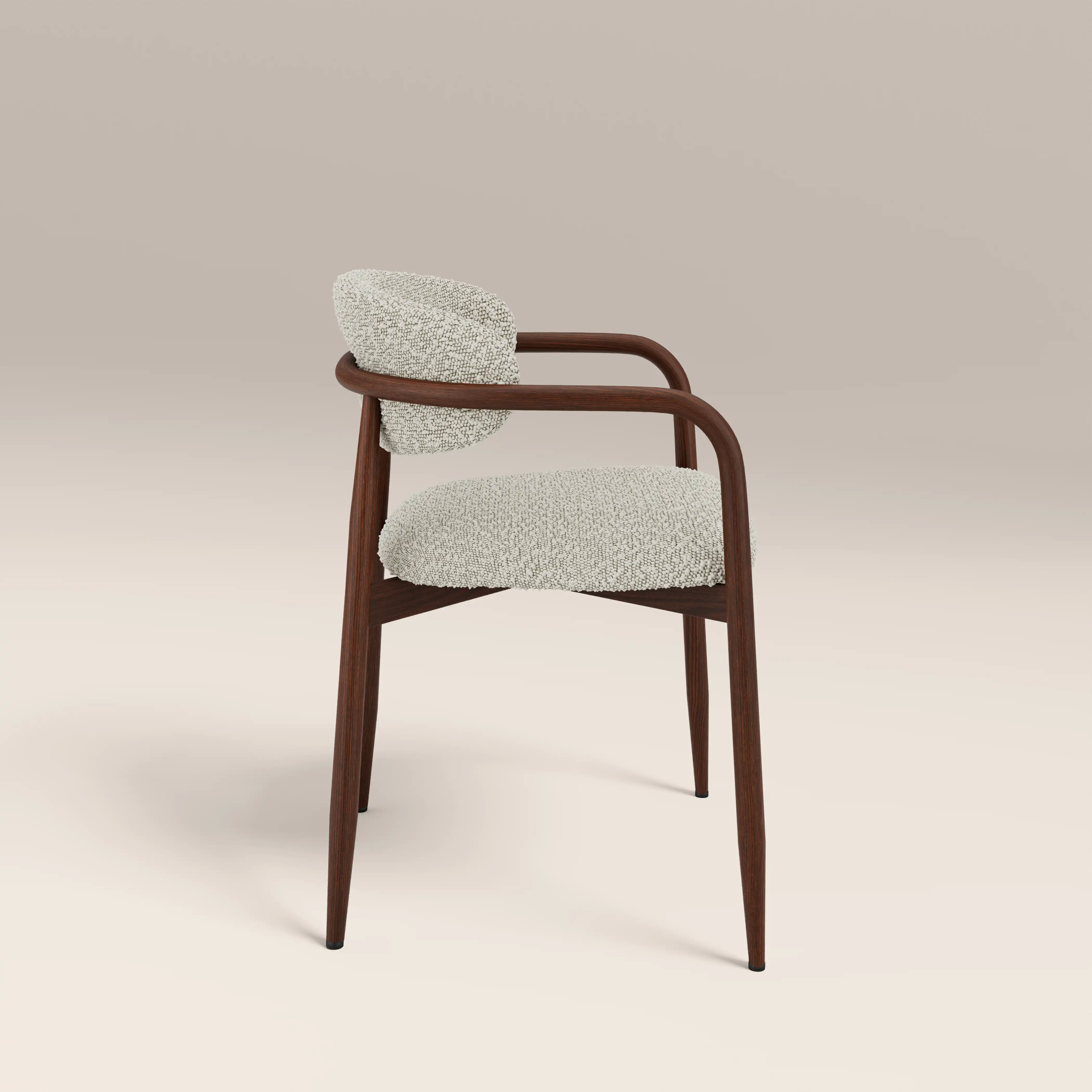 Halston Carver Dining Chair | Speckled Stone Sustainable Boucle & Walnut - Image 5