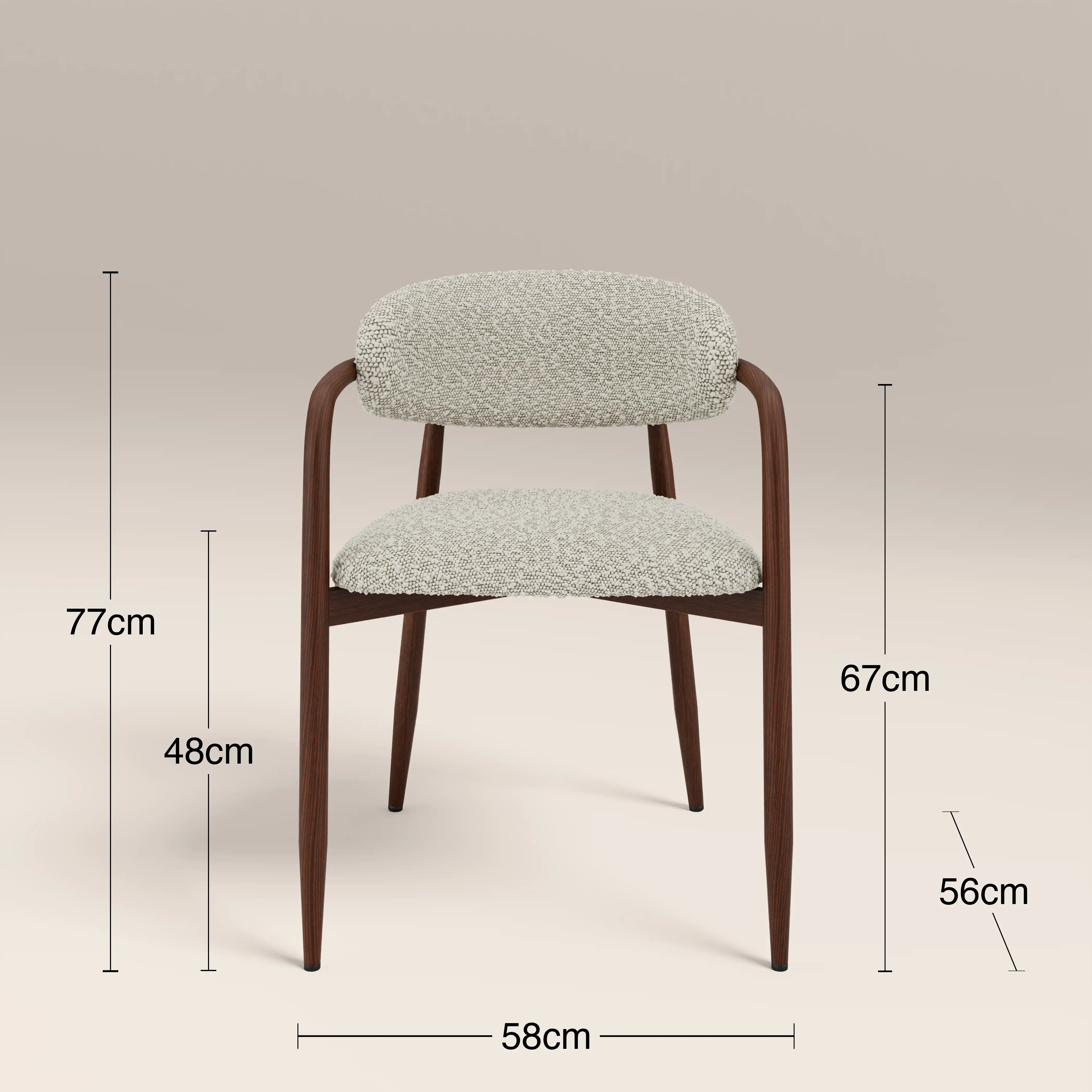 Halston Carver Dining Chair | Speckled Stone Sustainable Boucle & Walnut - Image 8
