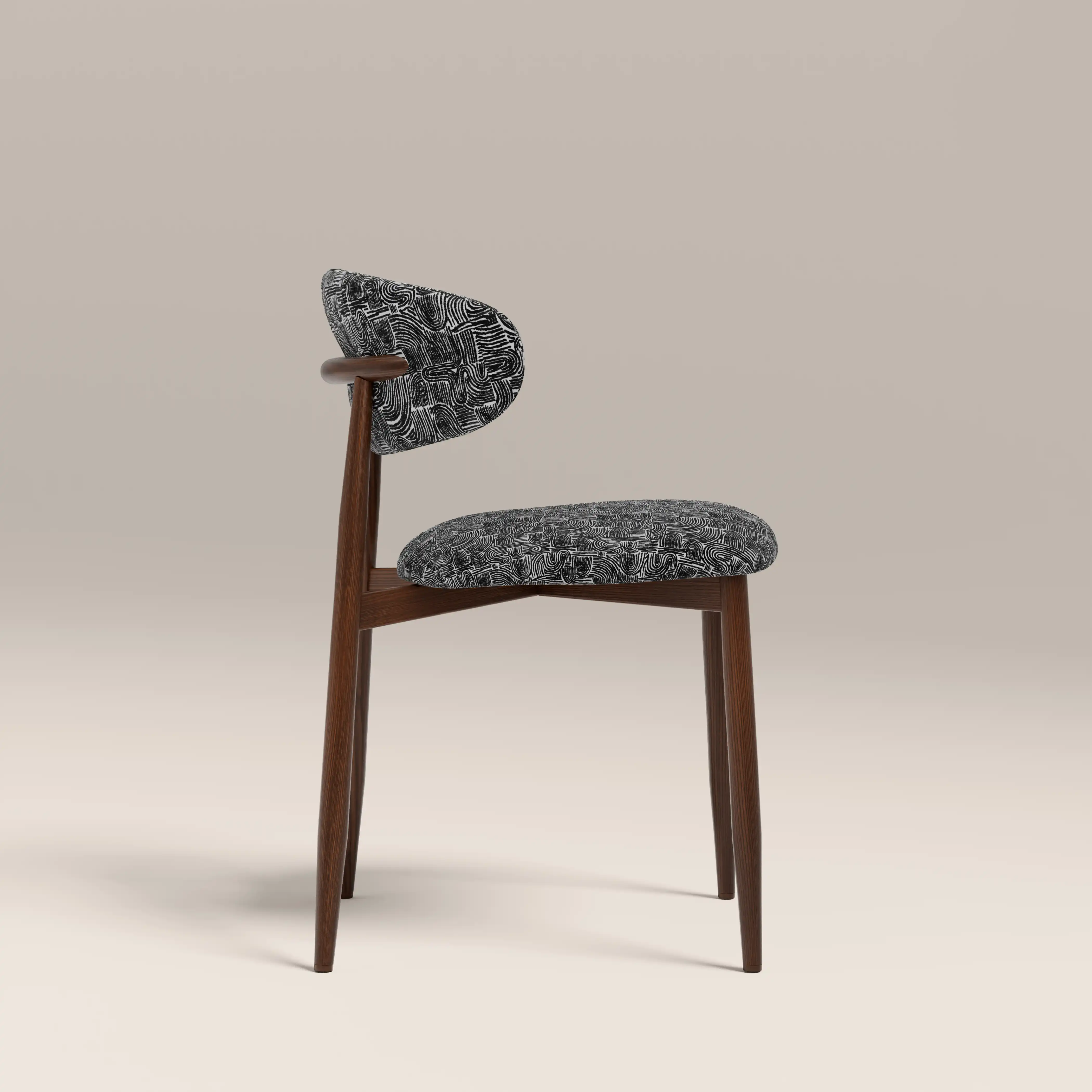 Halston Dining Chair | Bauhaus Wave Monochrome Fabric & Walnut - Image 5
