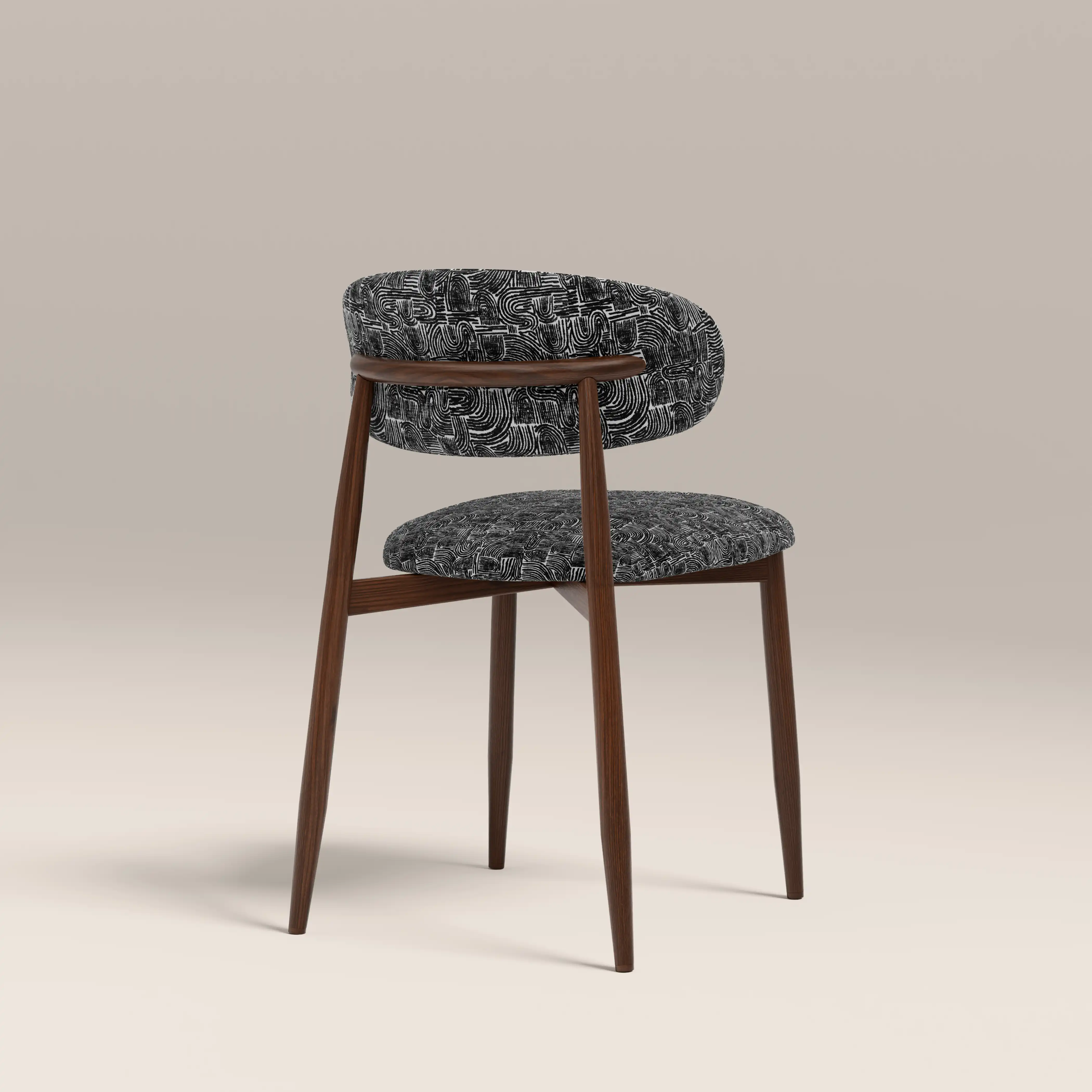 Halston Dining Chair | Bauhaus Wave Monochrome Fabric & Walnut - Image 6