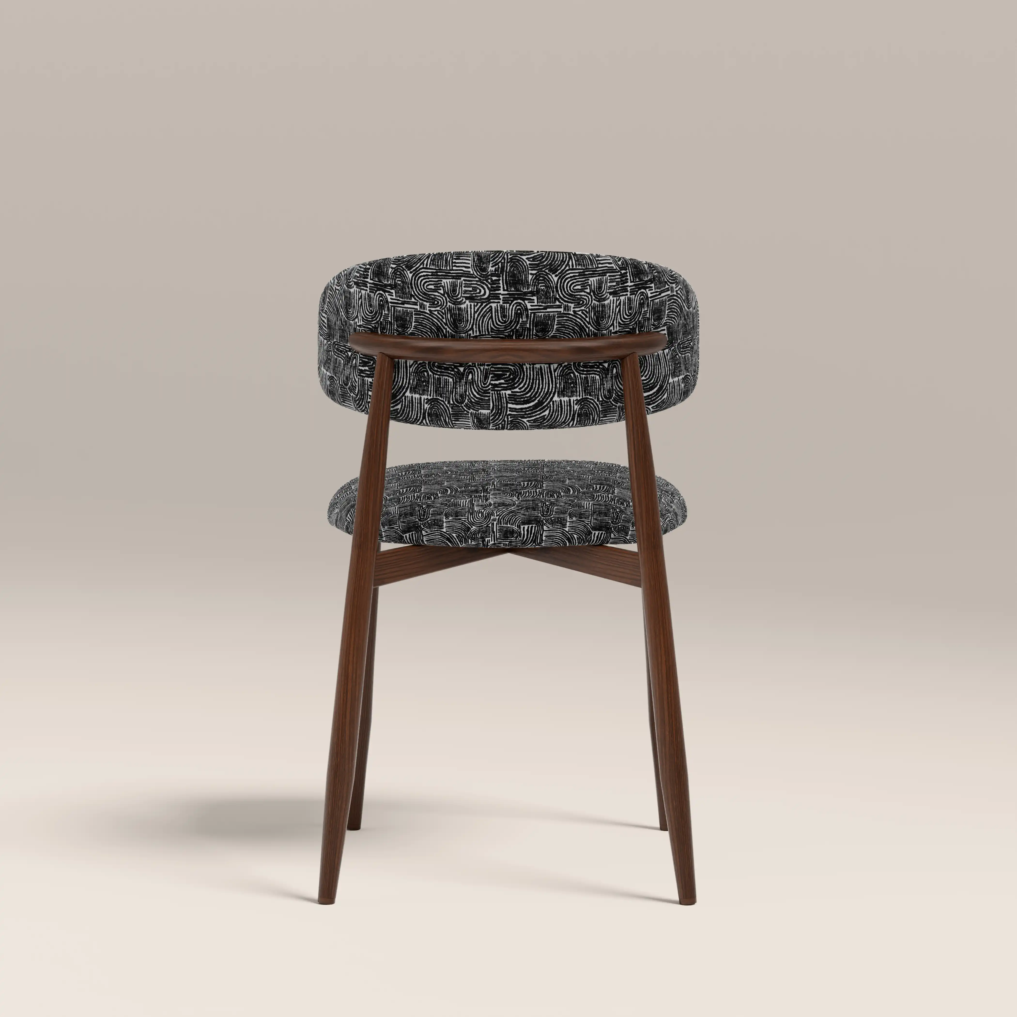 Halston Dining Chair | Bauhaus Wave Monochrome Fabric & Walnut - Image 7