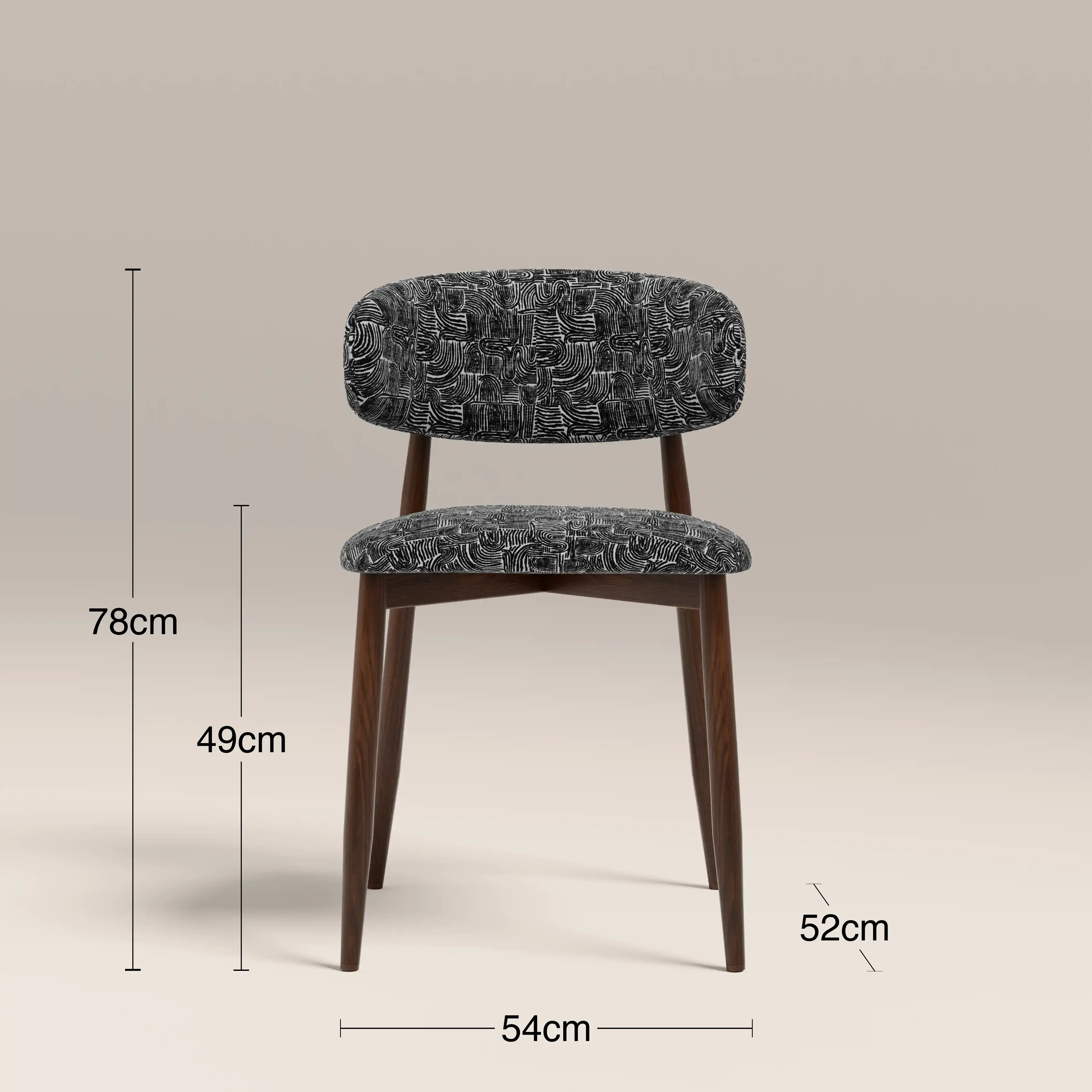 Halston Dining Chair | Bauhaus Wave Monochrome Fabric & Walnut - Image 8