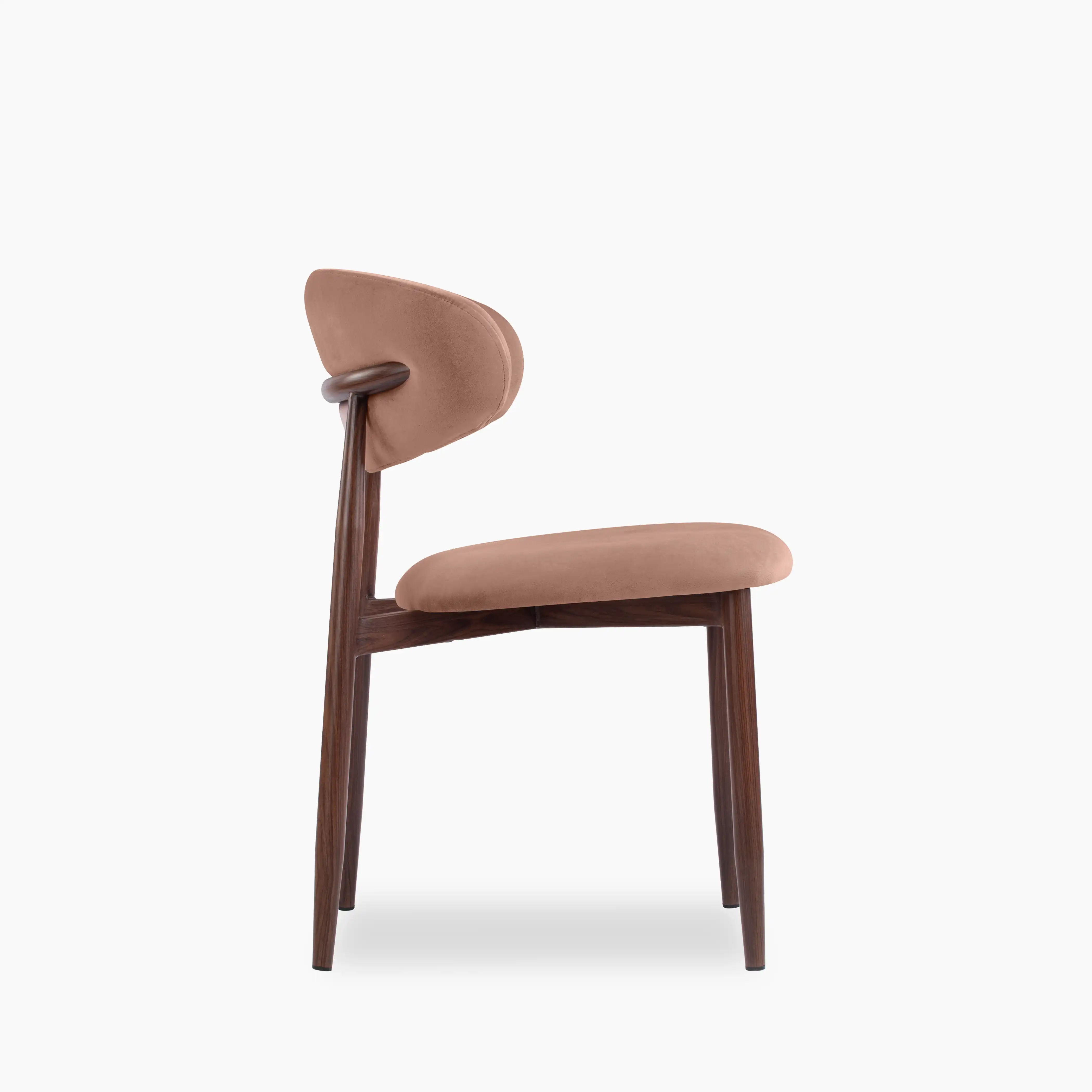 Halston Dining Chair | Blush Pink Sustainable Velvet & Walnut - Image 4