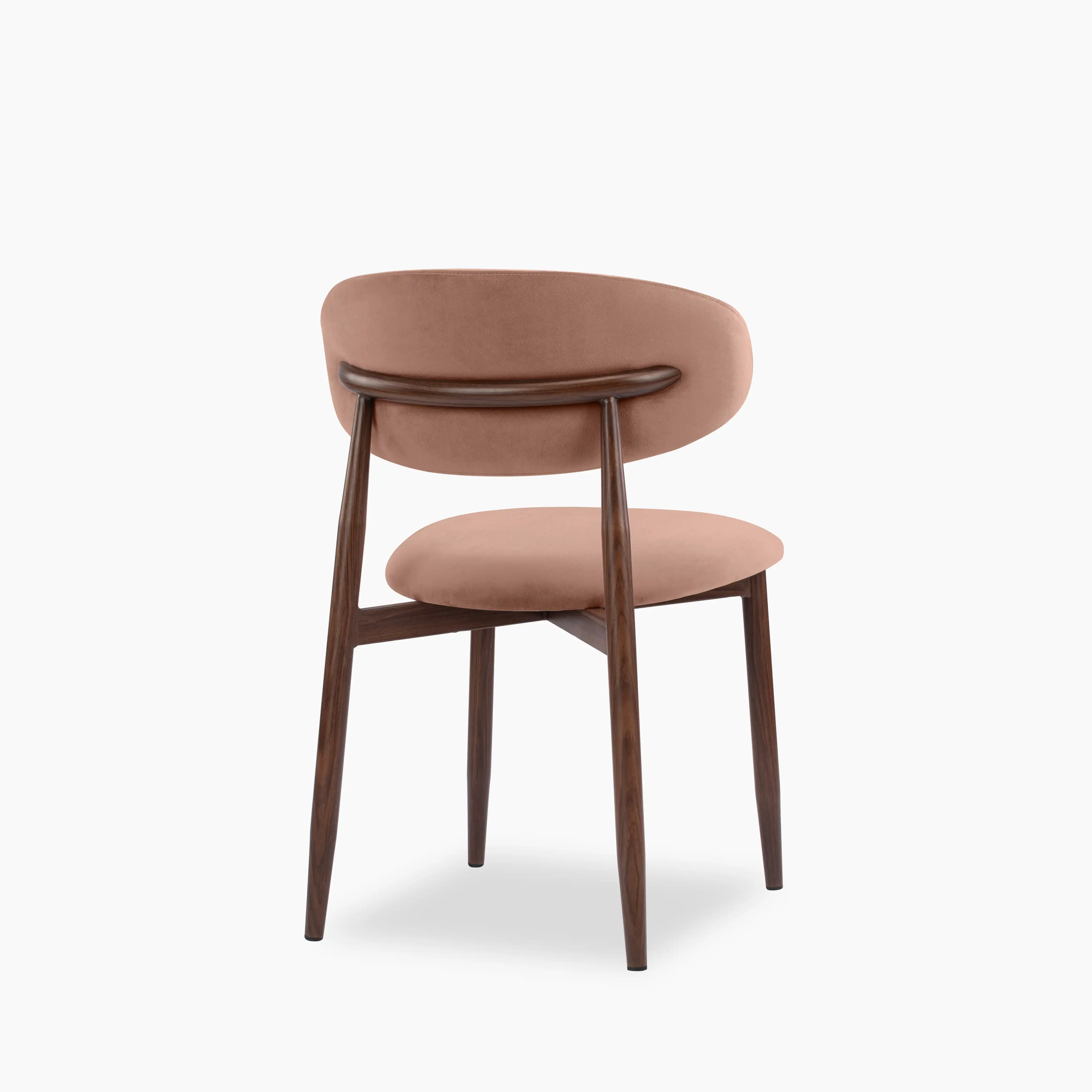 Halston Dining Chair | Blush Pink Sustainable Velvet & Walnut - Image 5