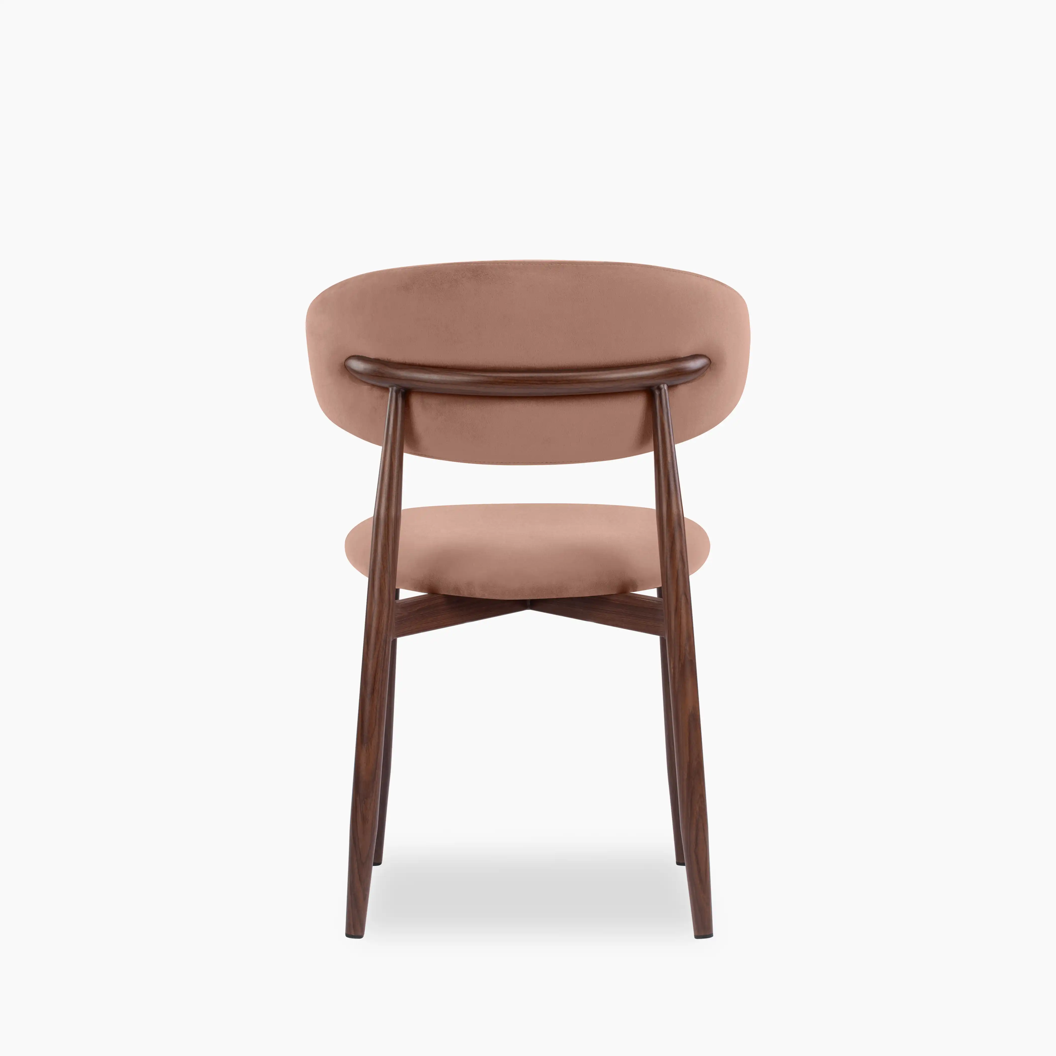 Halston Dining Chair | Blush Pink Sustainable Velvet & Walnut - Image 6