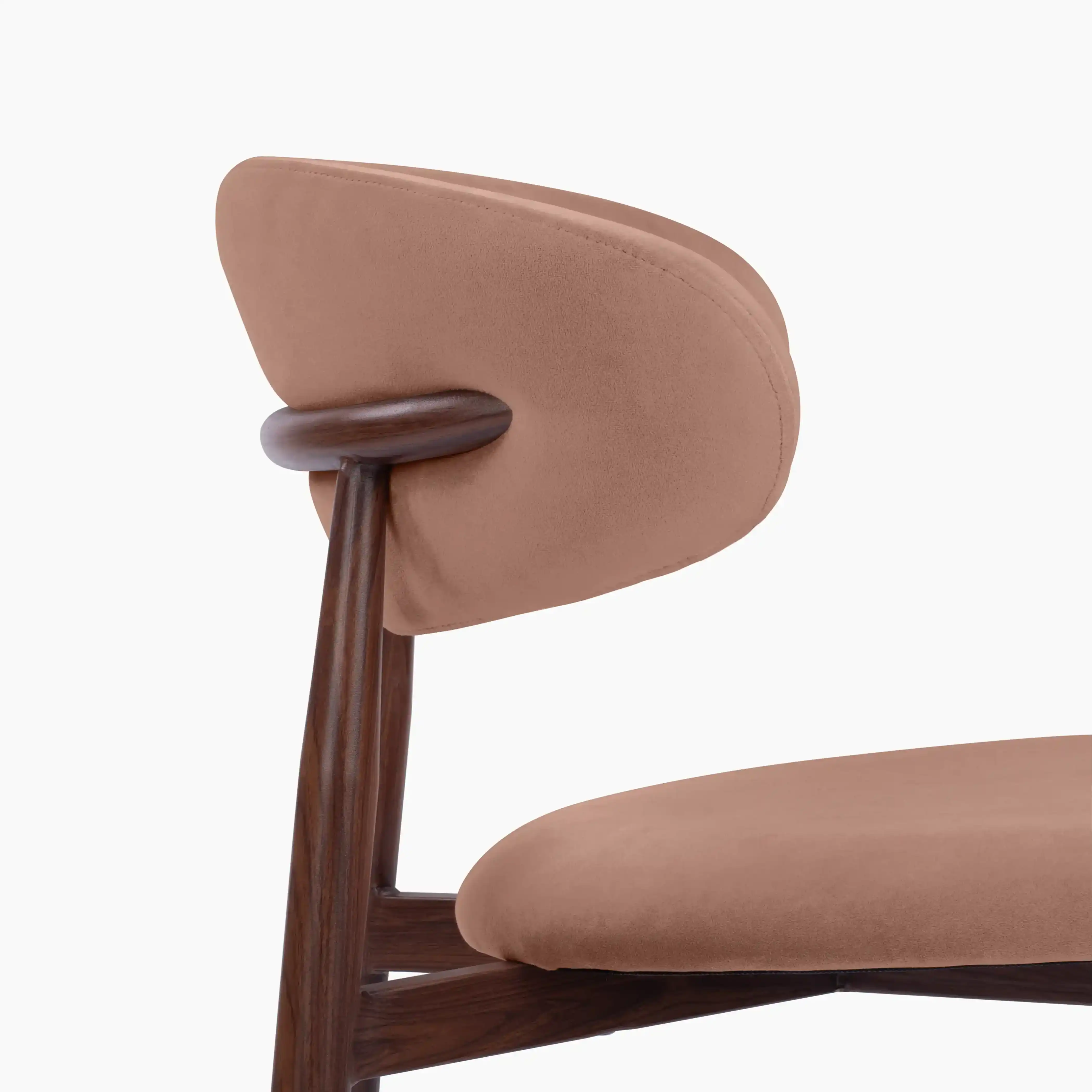 Halston Dining Chair | Blush Pink Sustainable Velvet & Walnut - Image 7