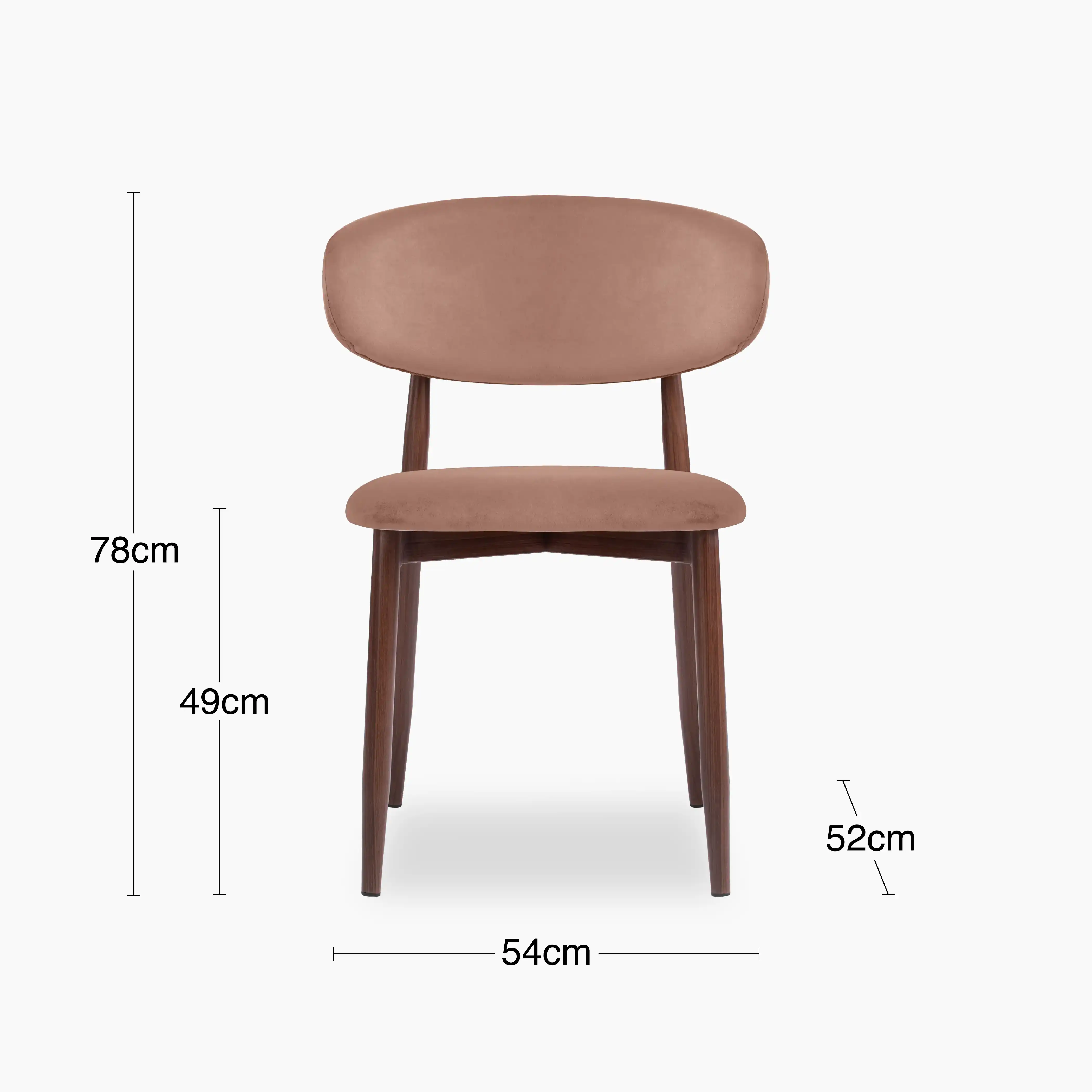 Halston Dining Chair | Blush Pink Sustainable Velvet & Walnut - Image 8