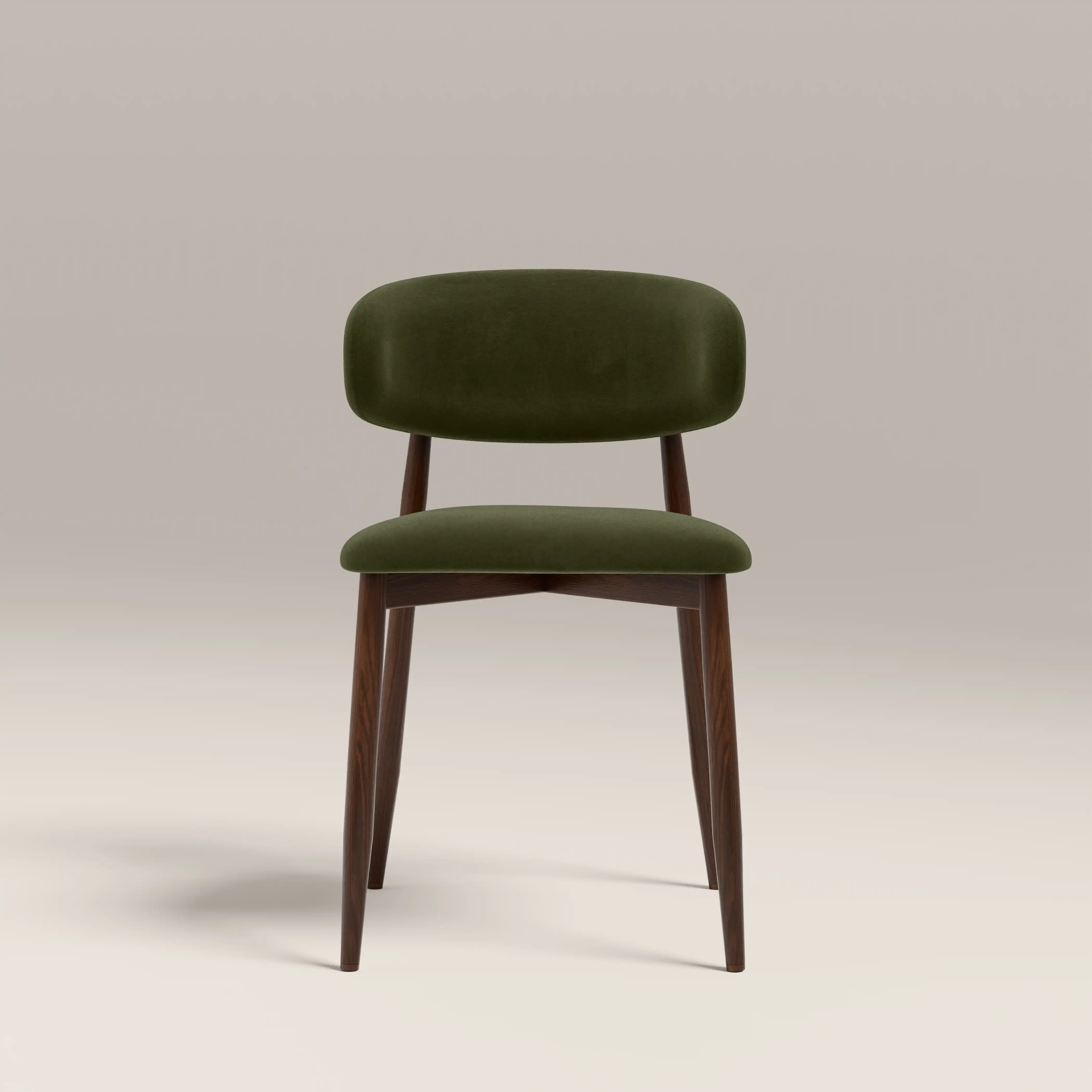 Halston Dining Chair | Olive Green Sustainable Velvet & Walnut - Image 4