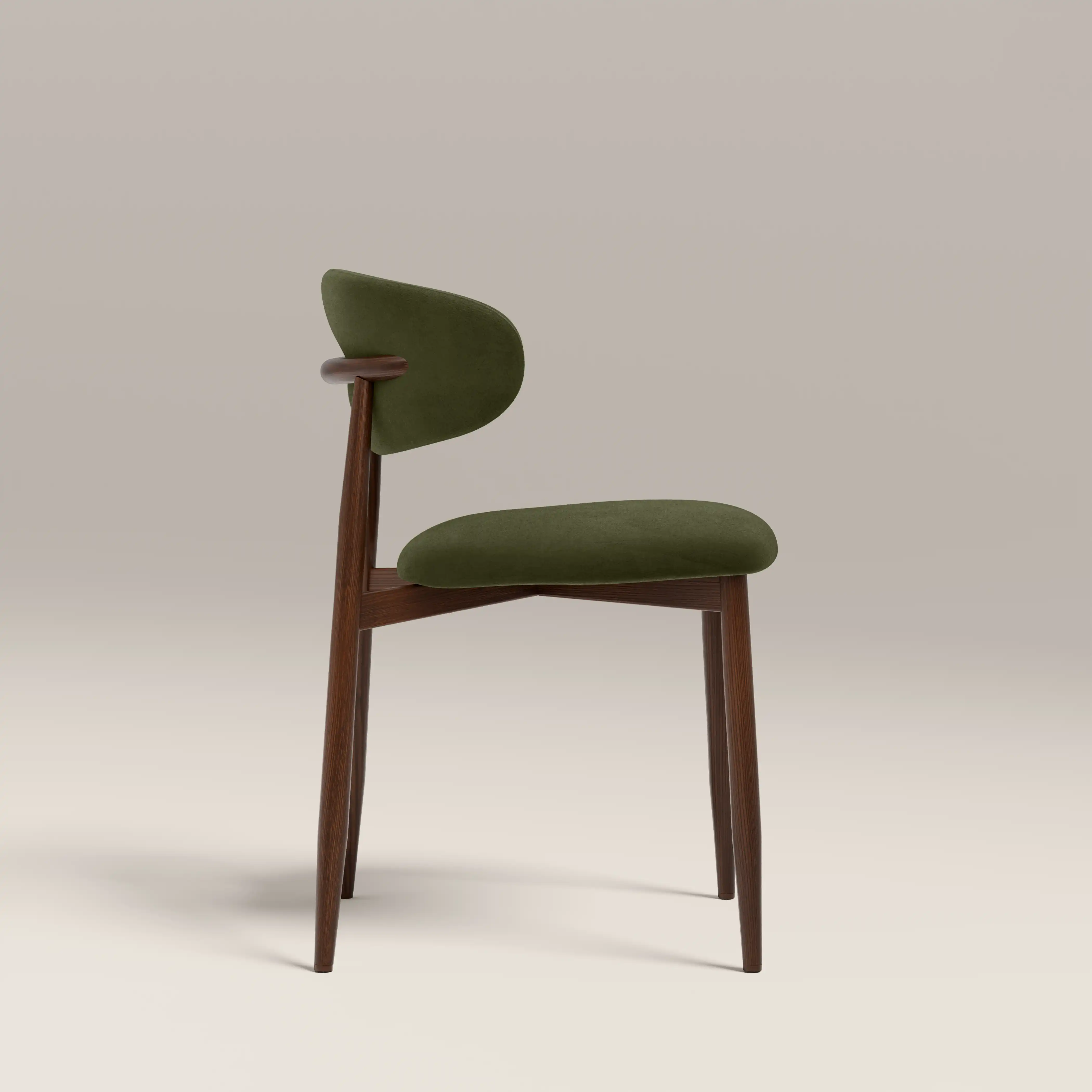 Halston Dining Chair | Olive Green Sustainable Velvet & Walnut - Image 5