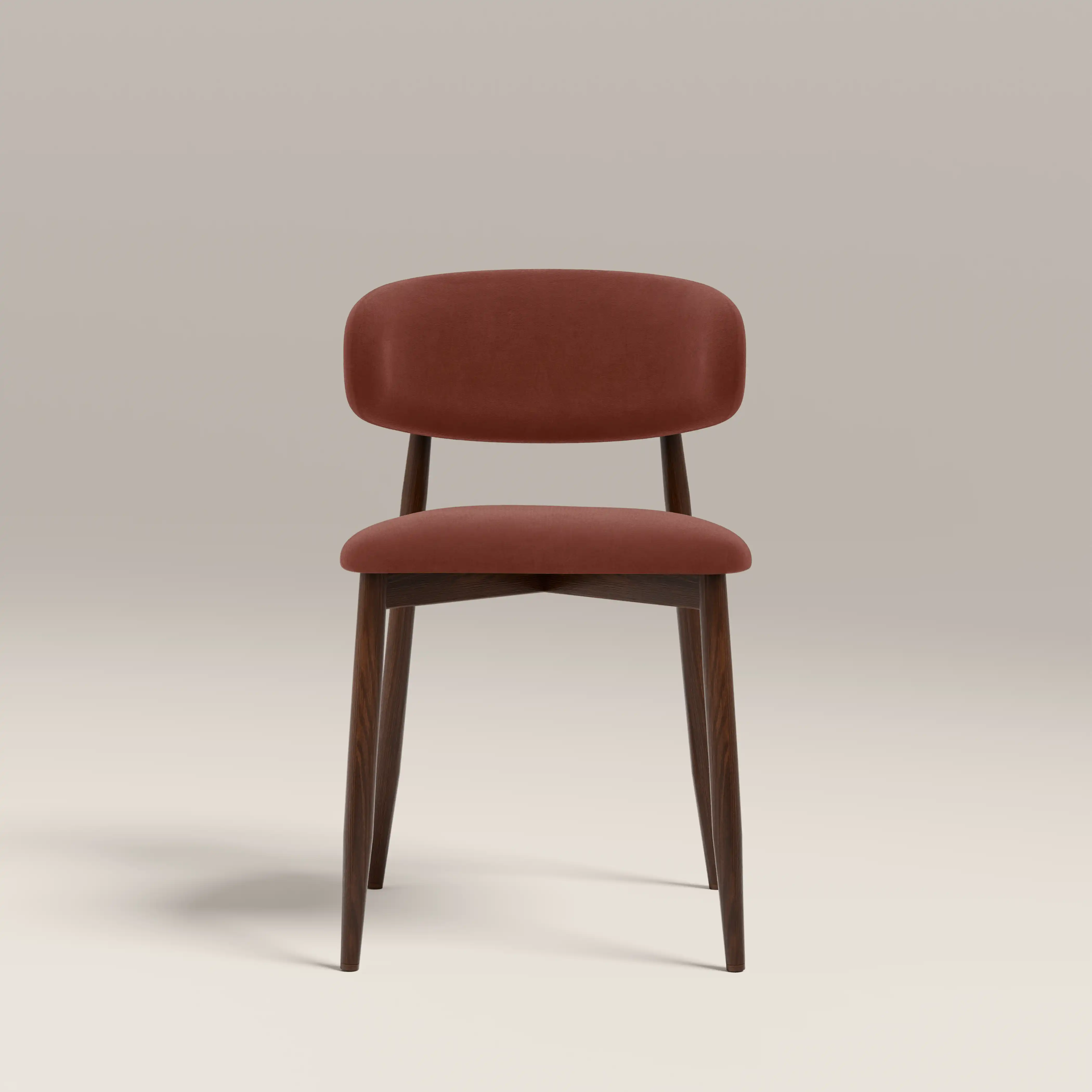 Halston Dining Chair | Rust Red Sustainable Velvet & Walnut - Image 3