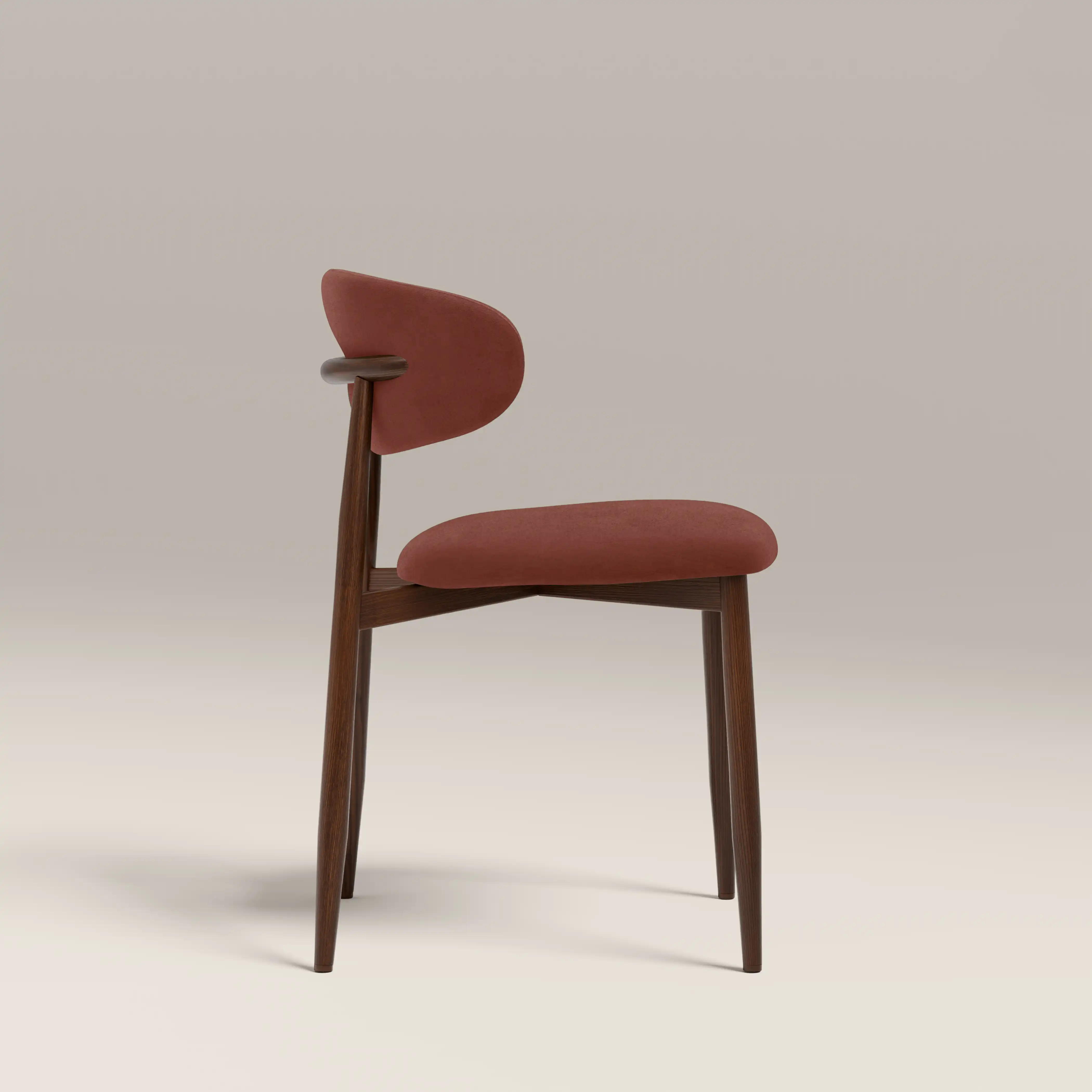 Halston Dining Chair | Rust Red Sustainable Velvet & Walnut - Image 5