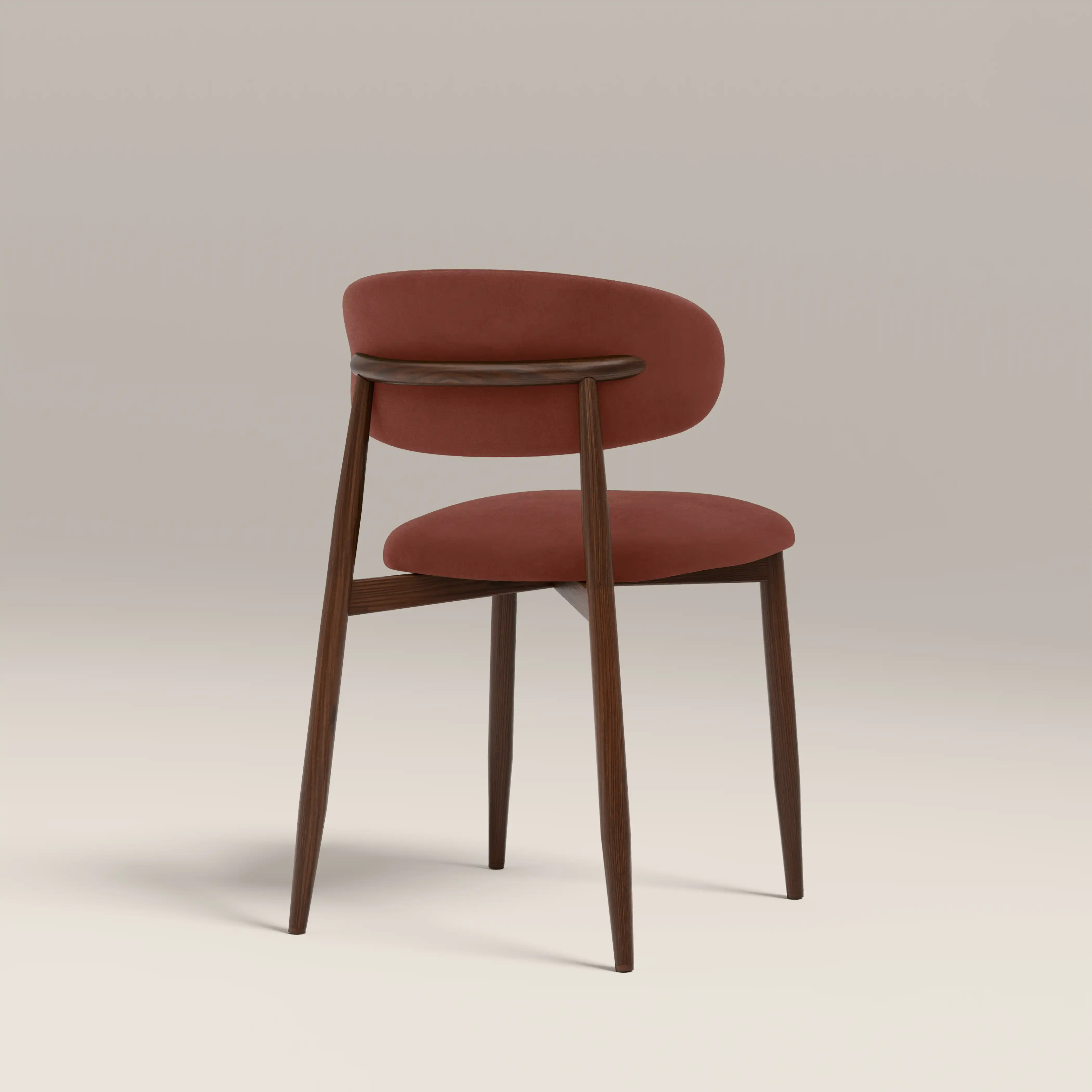 Halston Dining Chair | Rust Red Sustainable Velvet & Walnut - Image 6