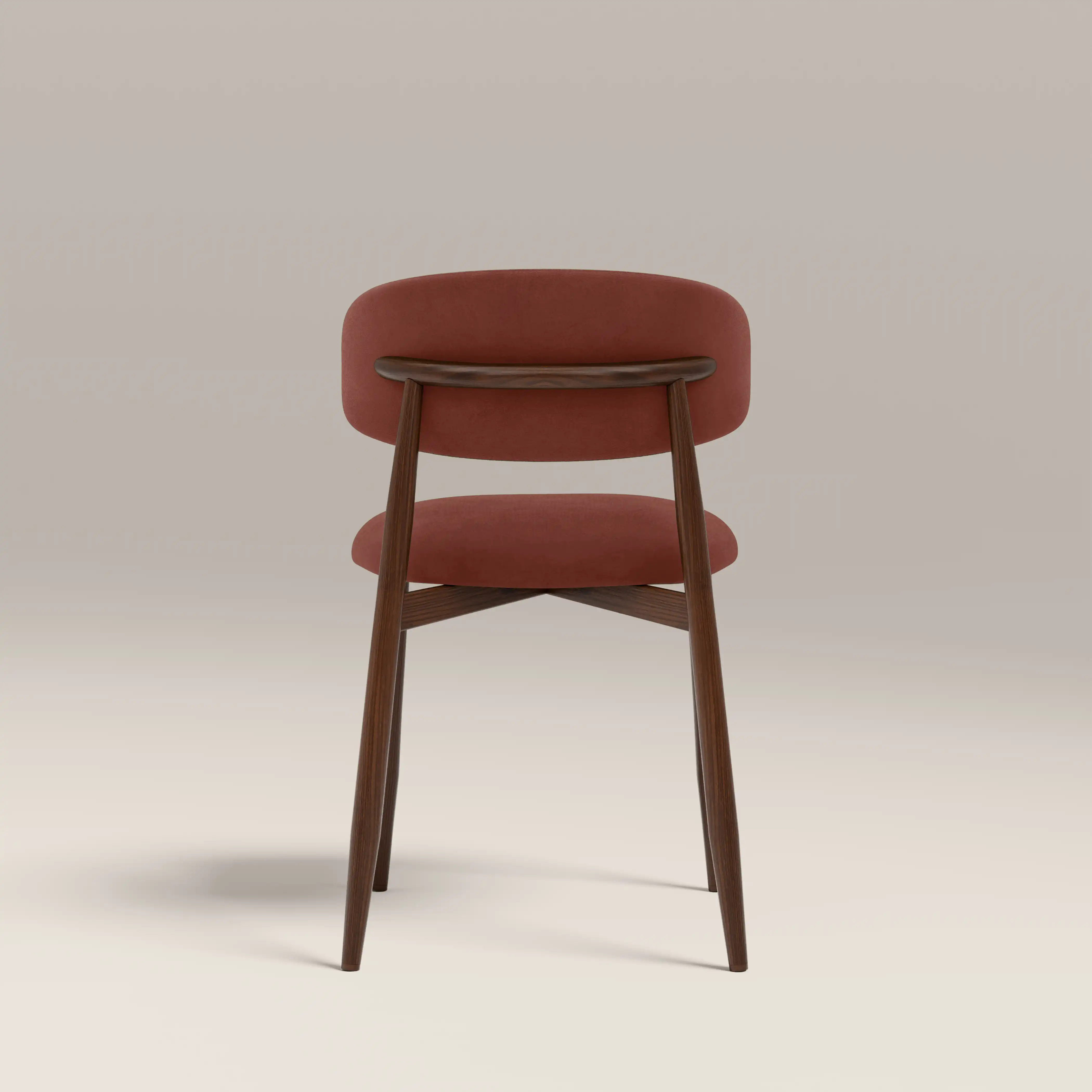 Halston Dining Chair | Rust Red Sustainable Velvet & Walnut - Image 7
