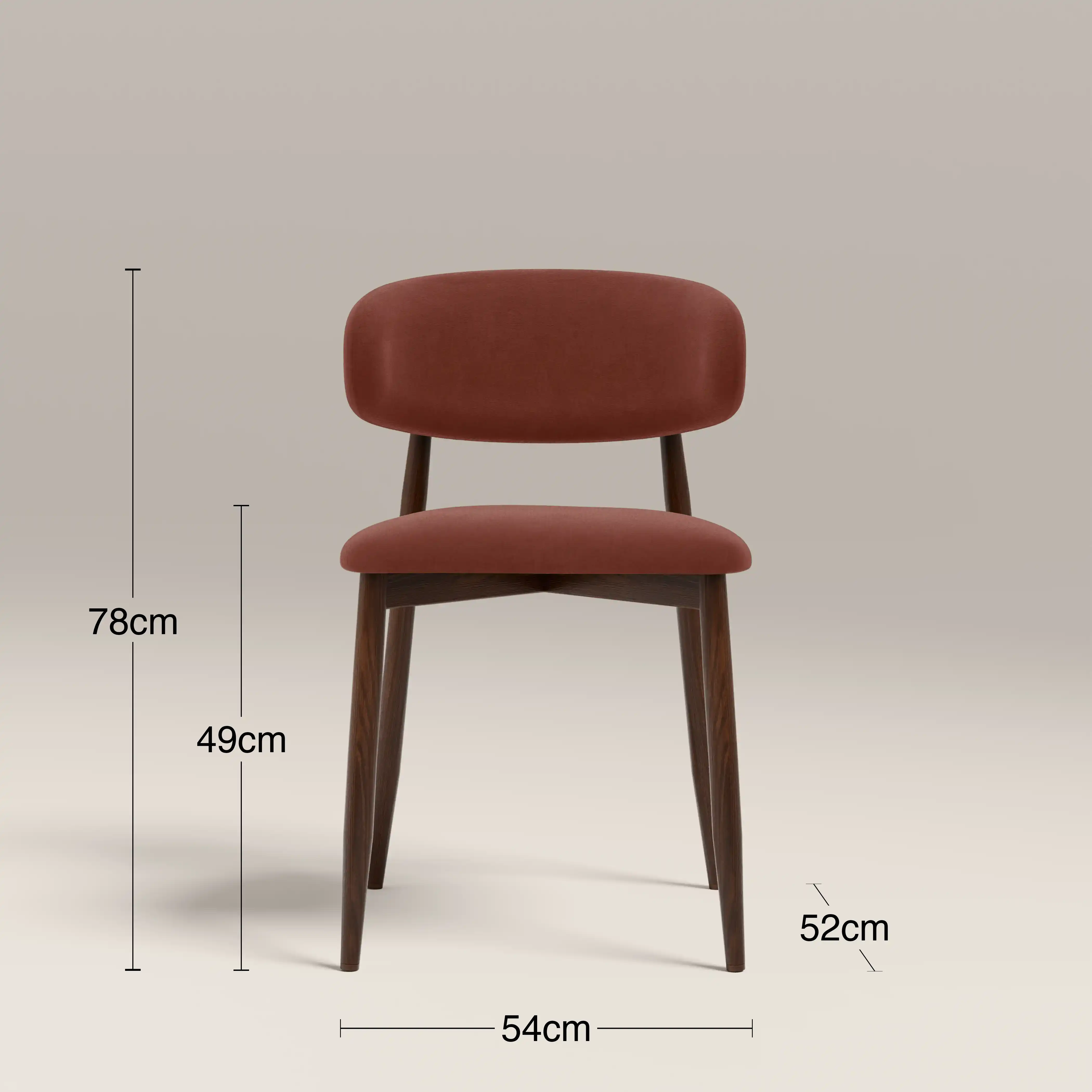 Halston Dining Chair | Rust Red Sustainable Velvet & Walnut - Image 8