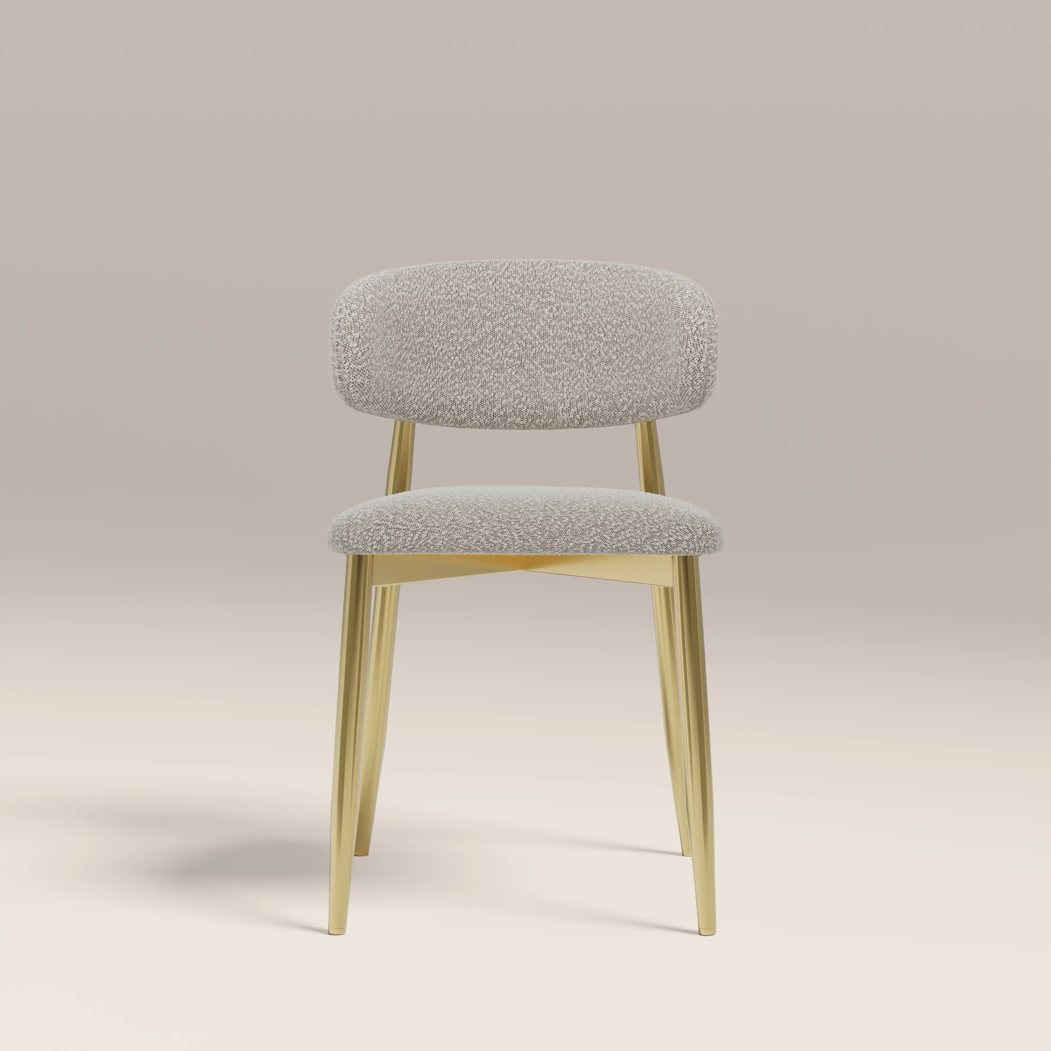 Halston Dining Chair | Speckled Stone Sustainable Boucle & Brass - Image 3